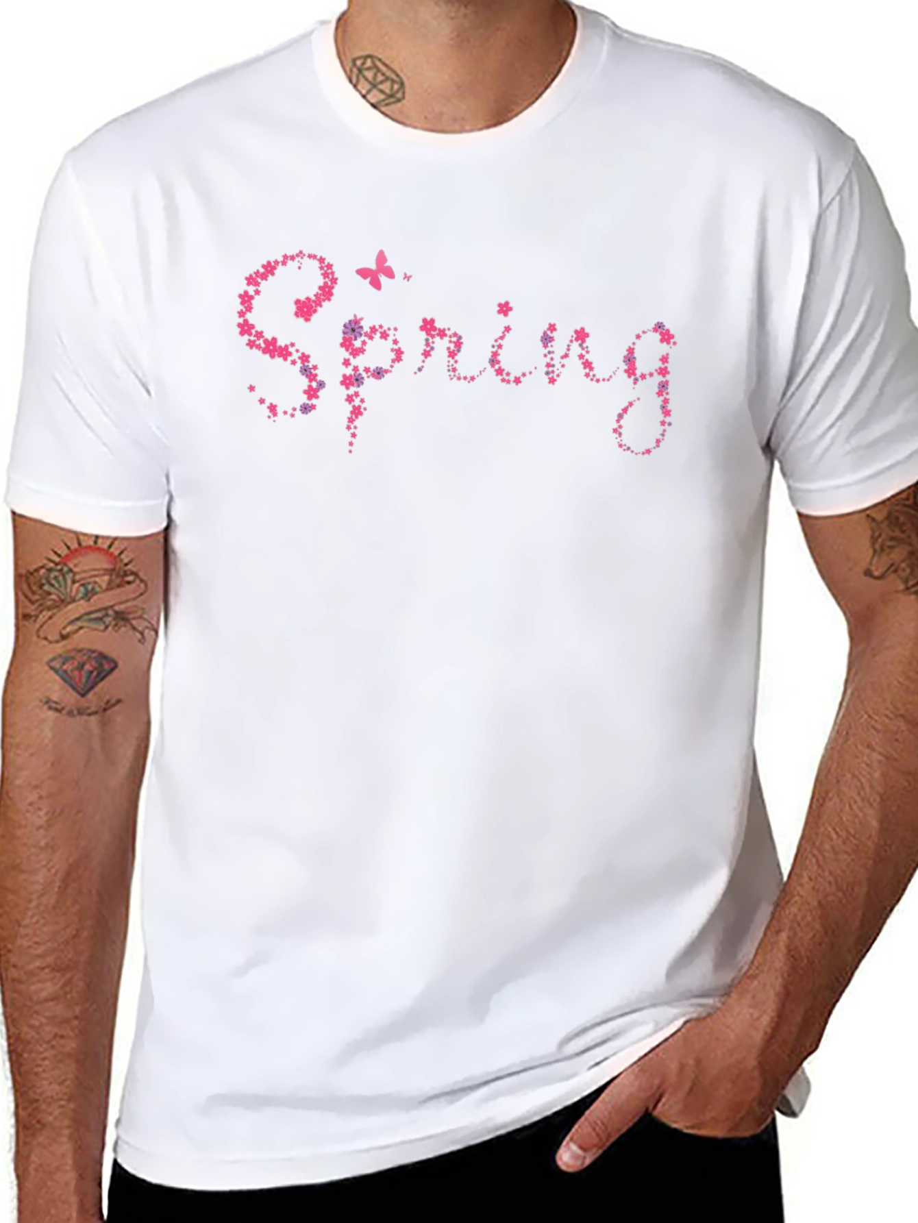 Spring Floral Black T-Shirt