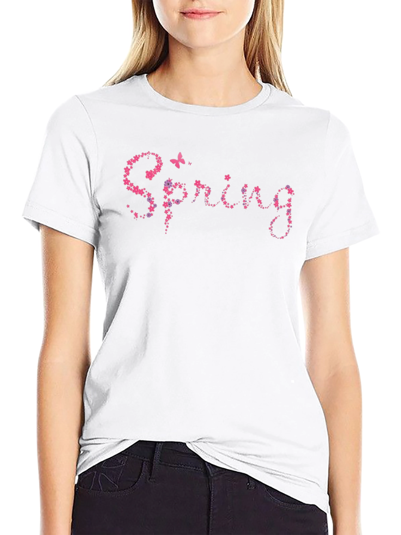 Spring Floral Black T-Shirt