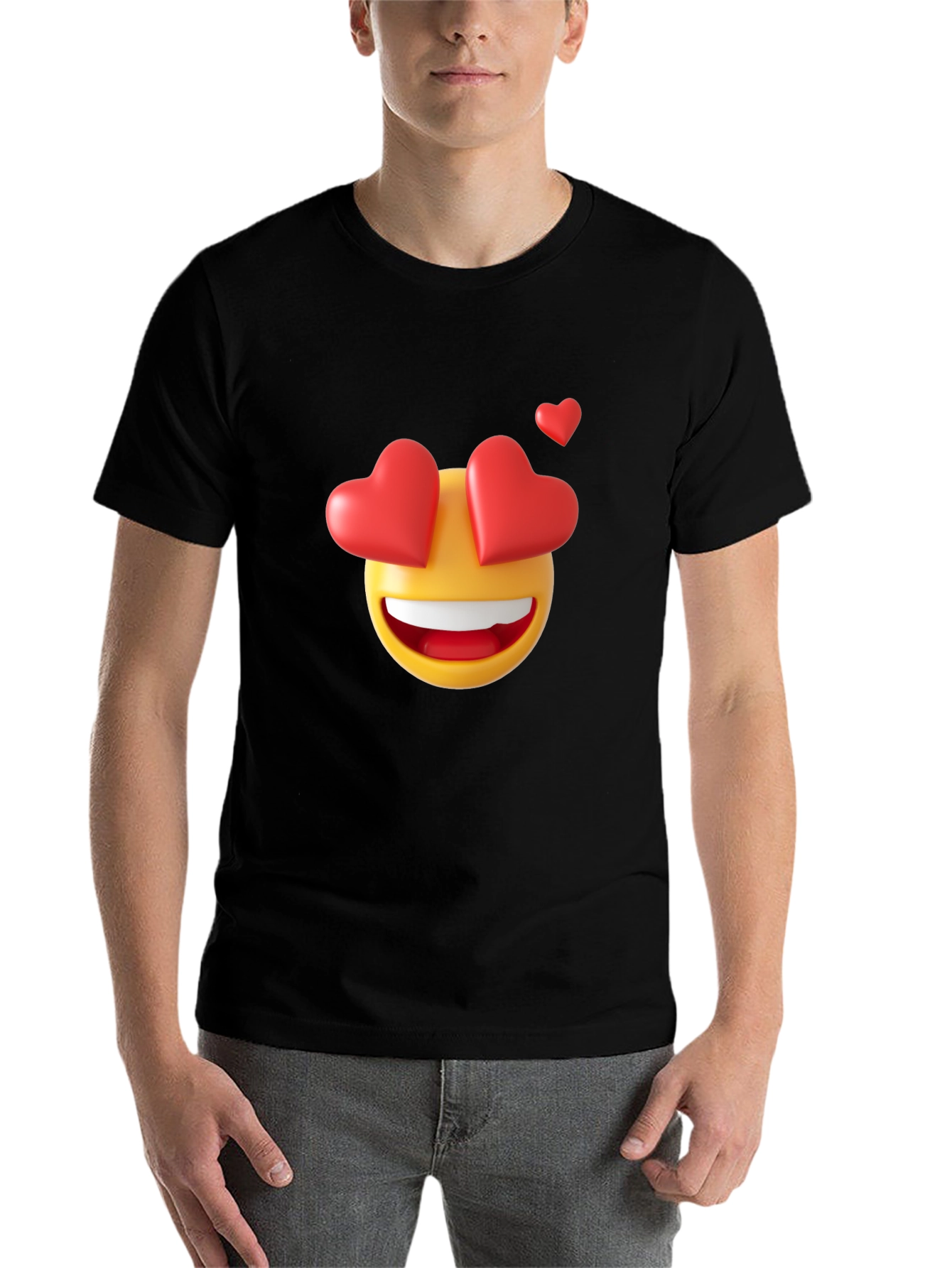Emoji Heart Eyes Black T-Shirt