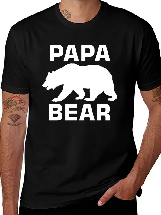 Papa Bear Graphic T-Shirt - Black Cotton Tee for Men