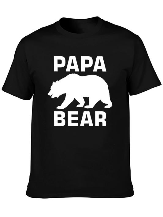 Papa Bear Graphic T-Shirt - Black Cotton Tee for Men