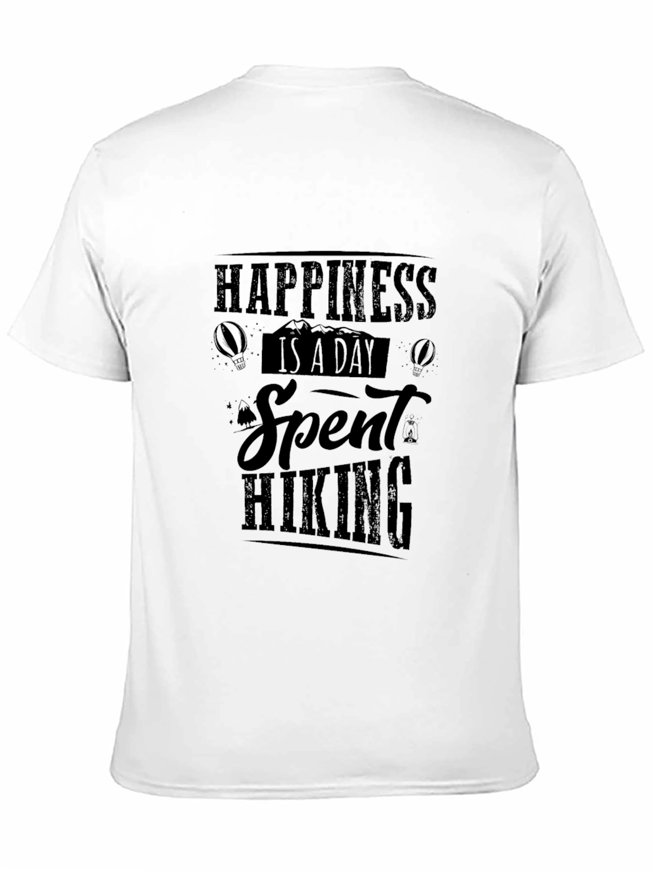 Happiness Hiking T-Shirt Black Cotton Tee