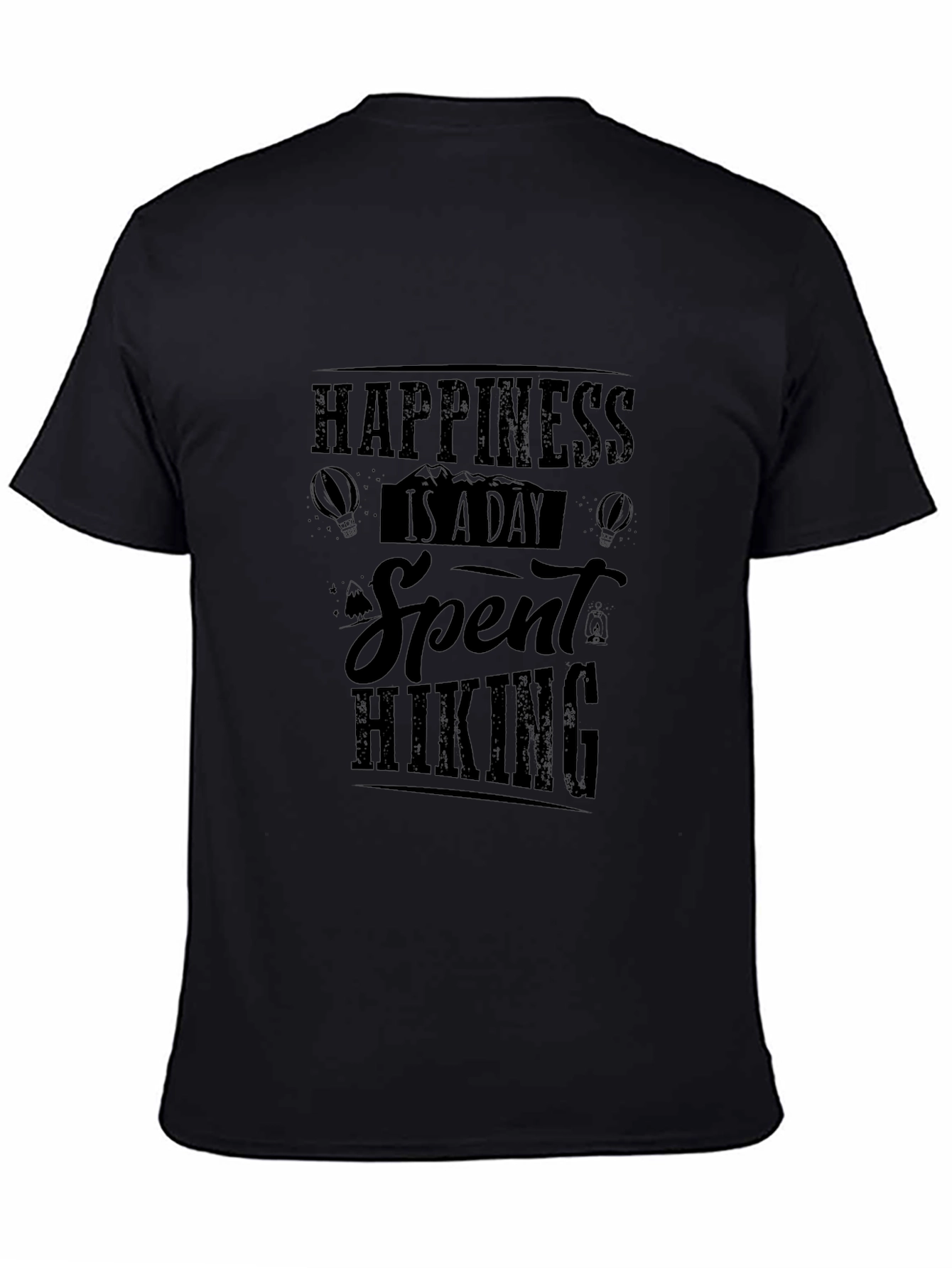 Happiness Hiking T-Shirt Black Cotton Tee