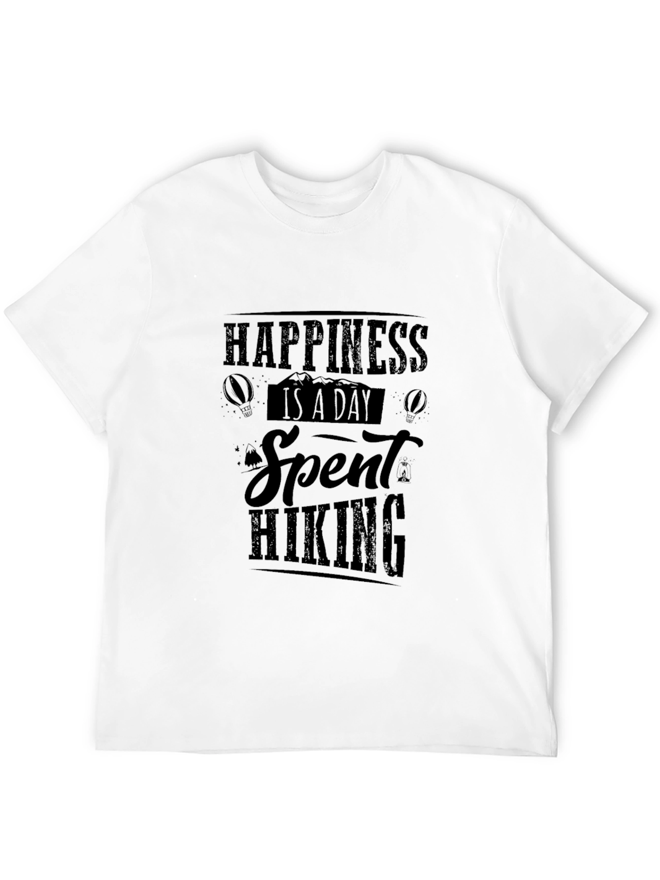 Happiness Hiking T-Shirt Black Cotton Tee