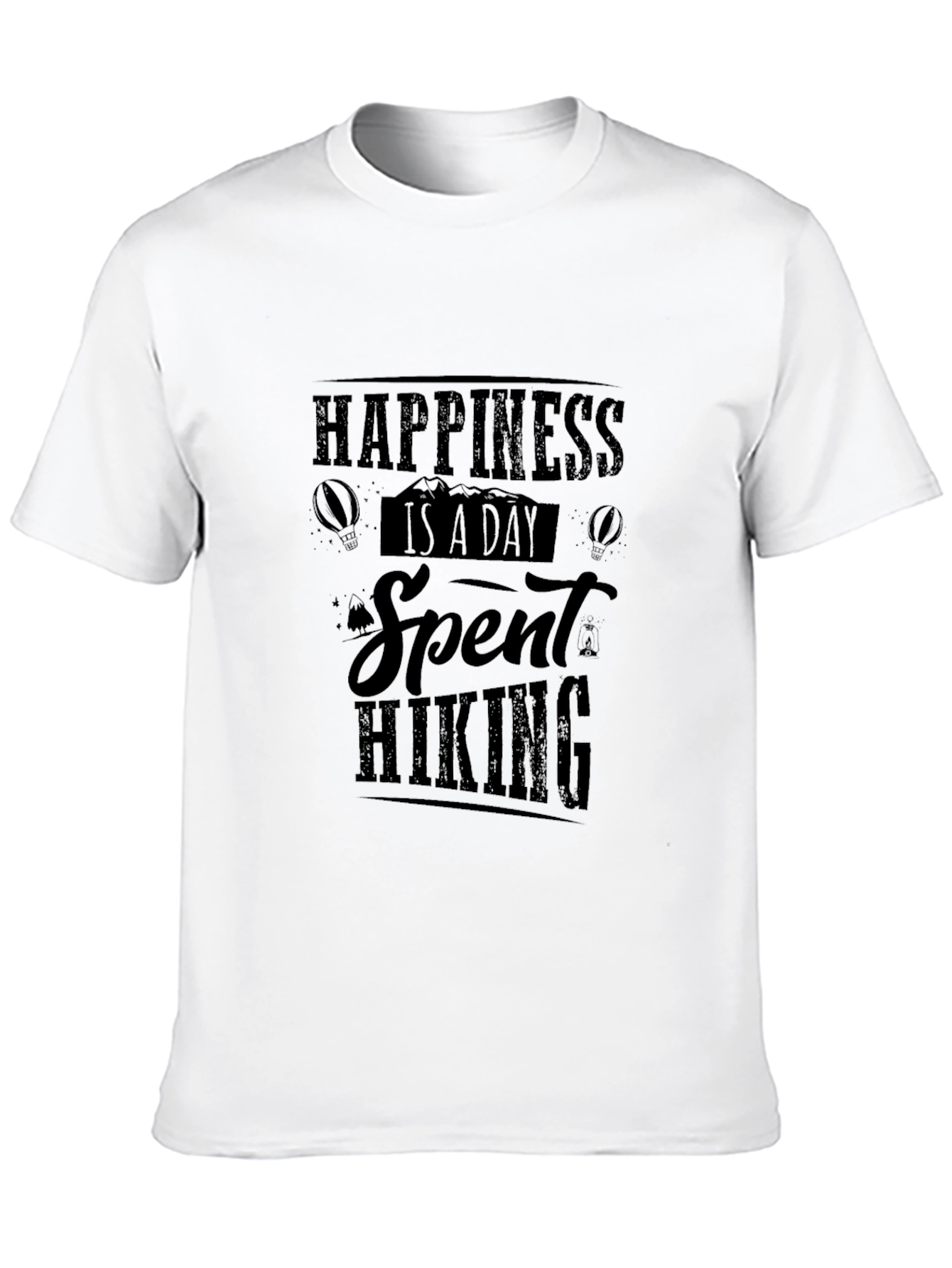 Happiness Hiking T-Shirt Black Cotton Tee