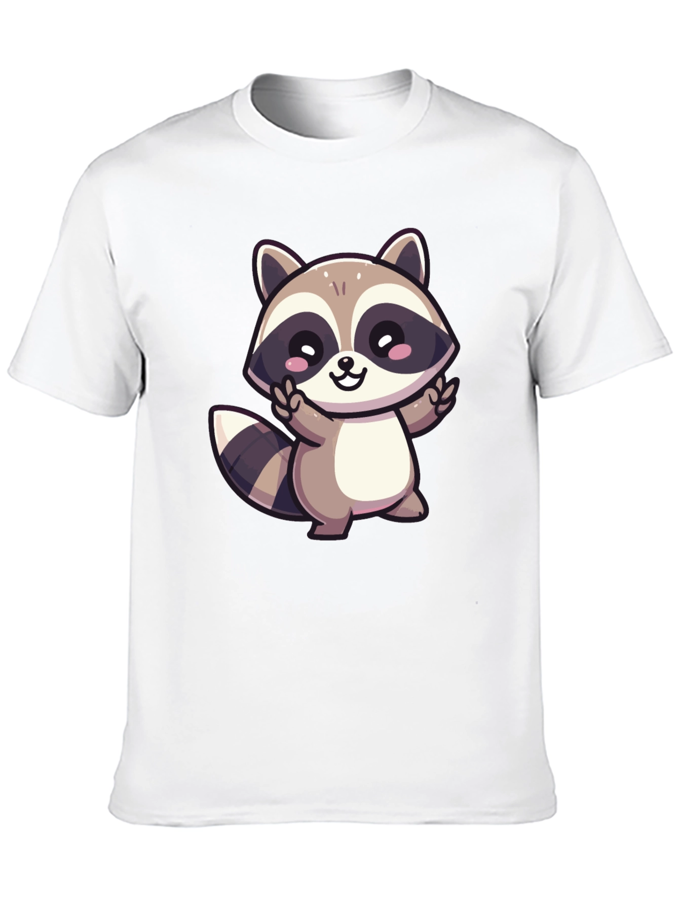 Cute Cartoon Raccoon Graphic T-Shirt