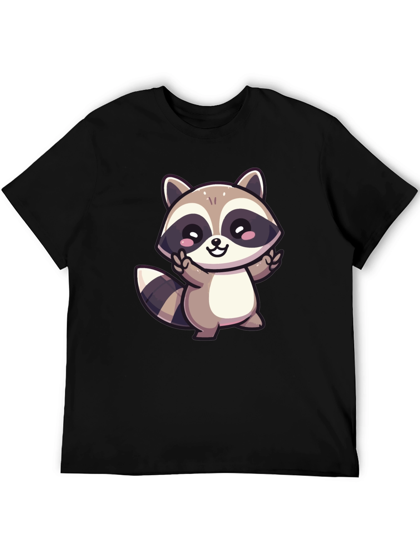 Cute Cartoon Raccoon Graphic T-Shirt