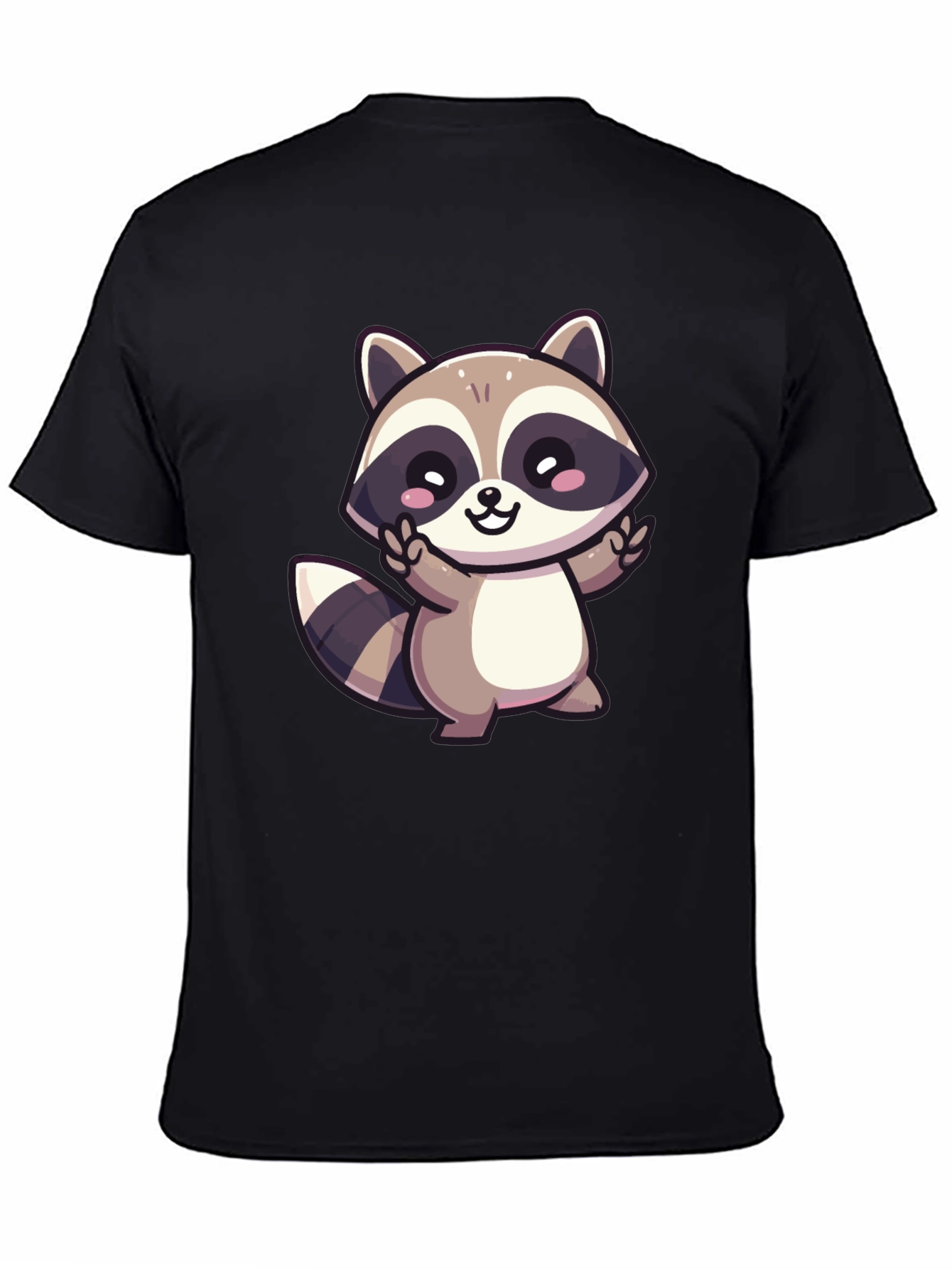 Cute Cartoon Raccoon Graphic T-Shirt