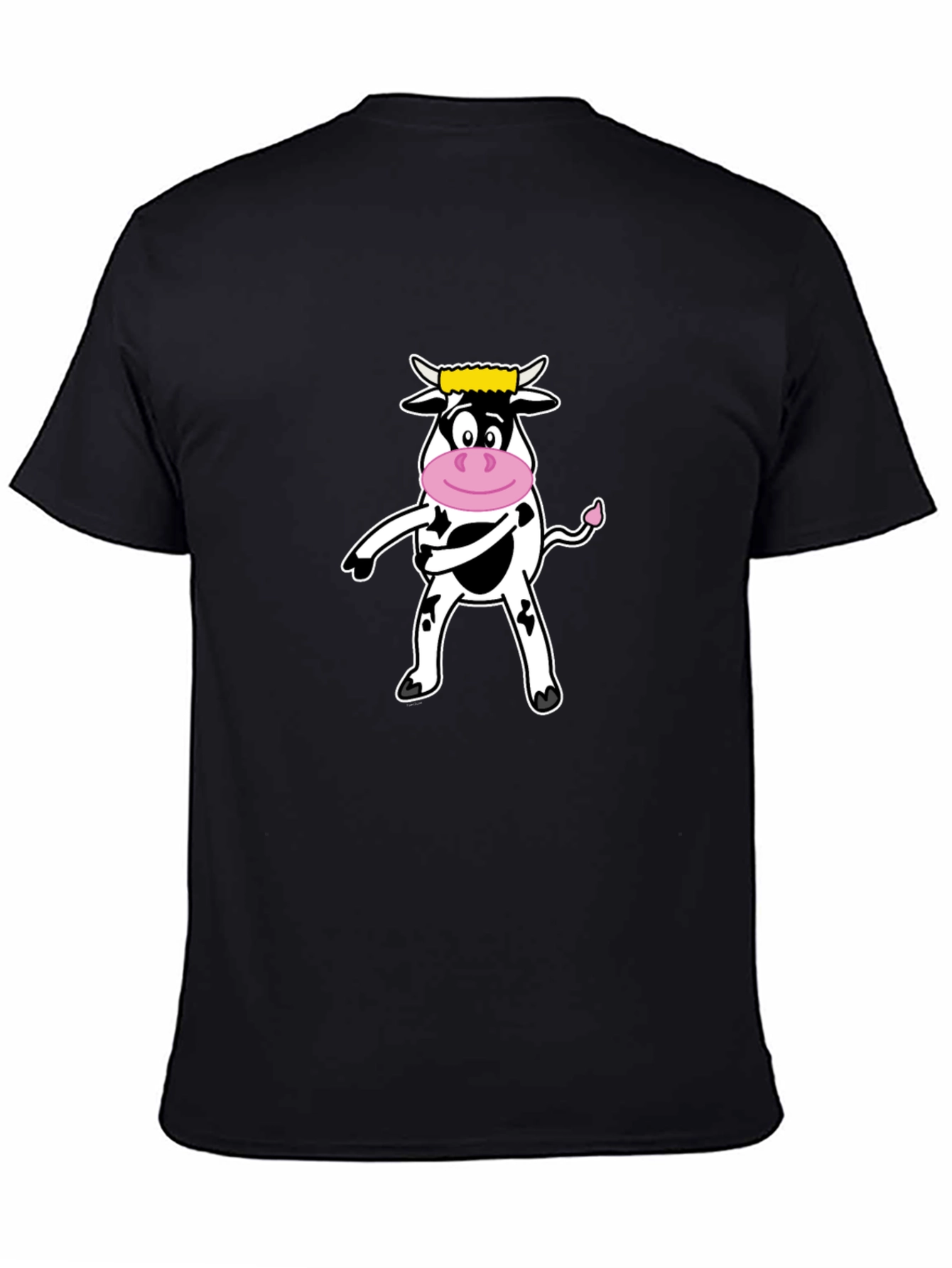 Funny Cow Graphic Tee - Black Cotton T-Shirt