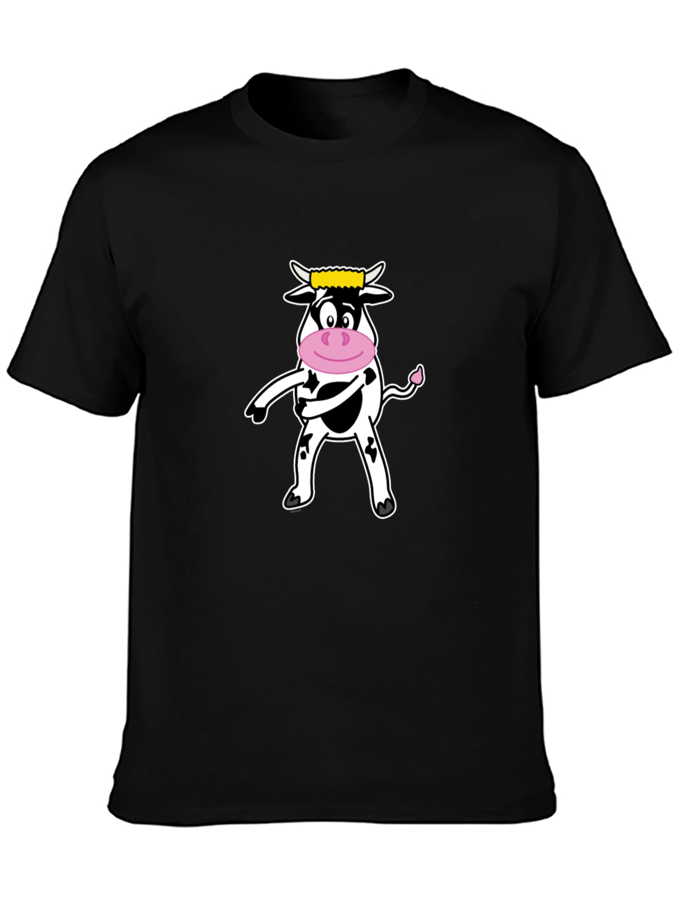 Funny Cow Graphic Tee - Black Cotton T-Shirt