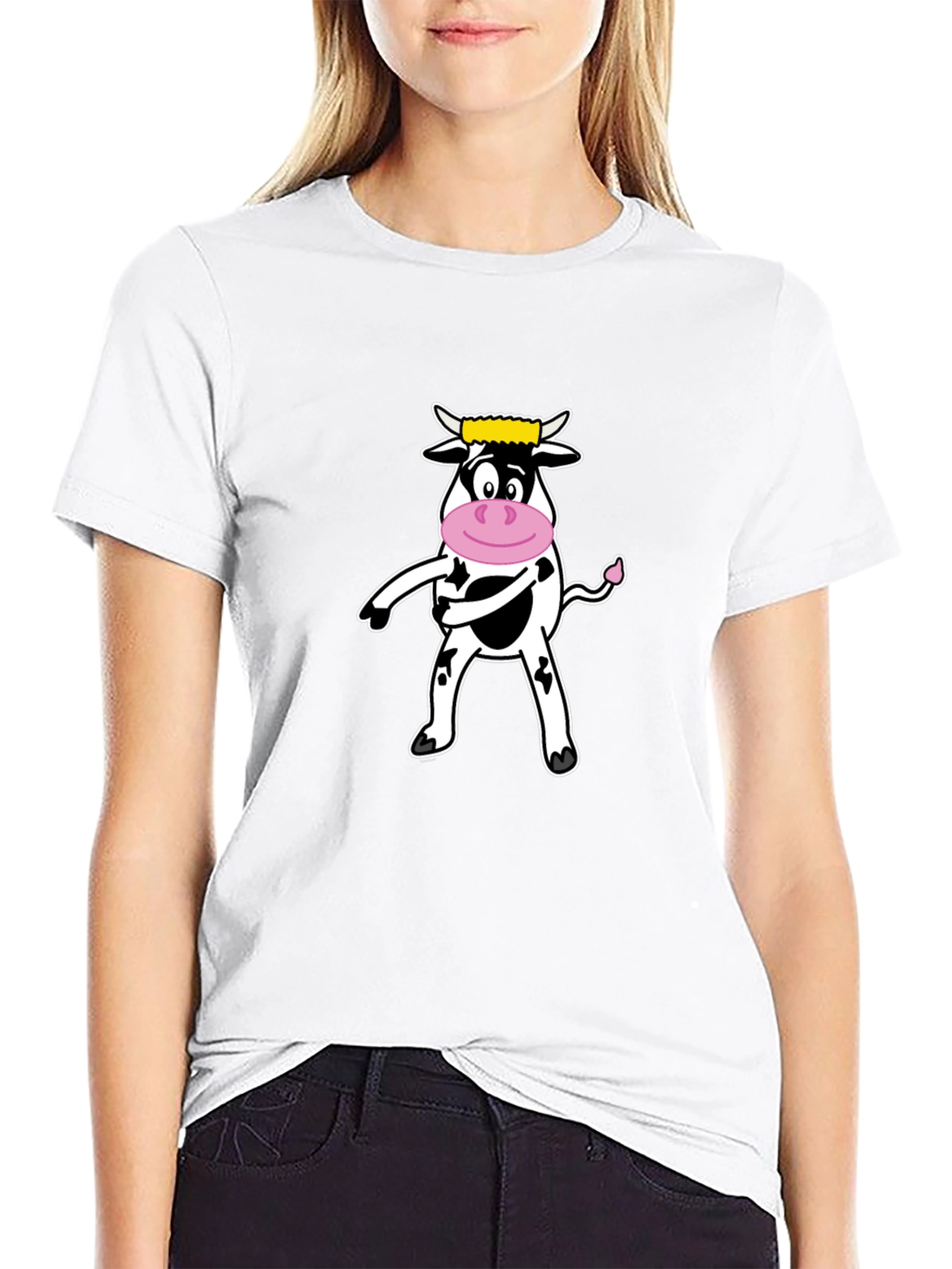 Funny Cow Graphic Tee - Black Cotton T-Shirt