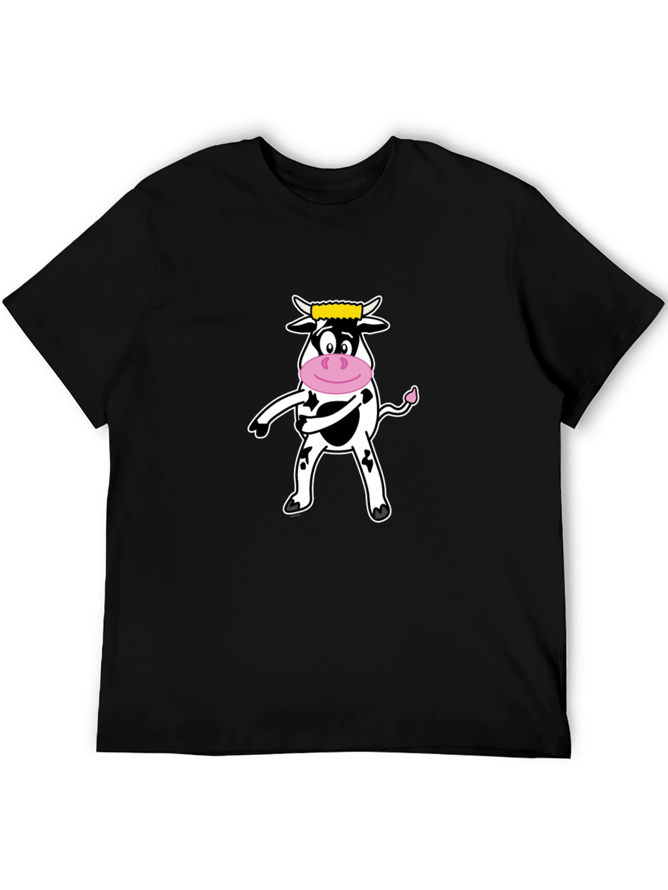 Funny Cow Graphic Tee - Black Cotton T-Shirt
