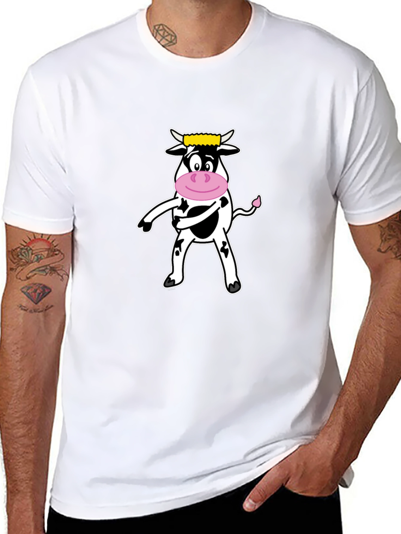 Funny Cow Graphic Tee - Black Cotton T-Shirt