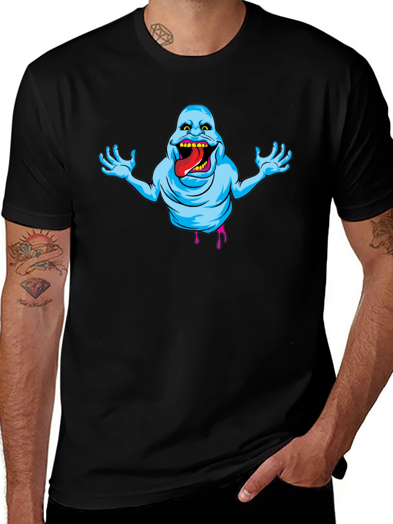 Ghostly Graphic Tee - Slimer Cartoon T-Shirt
