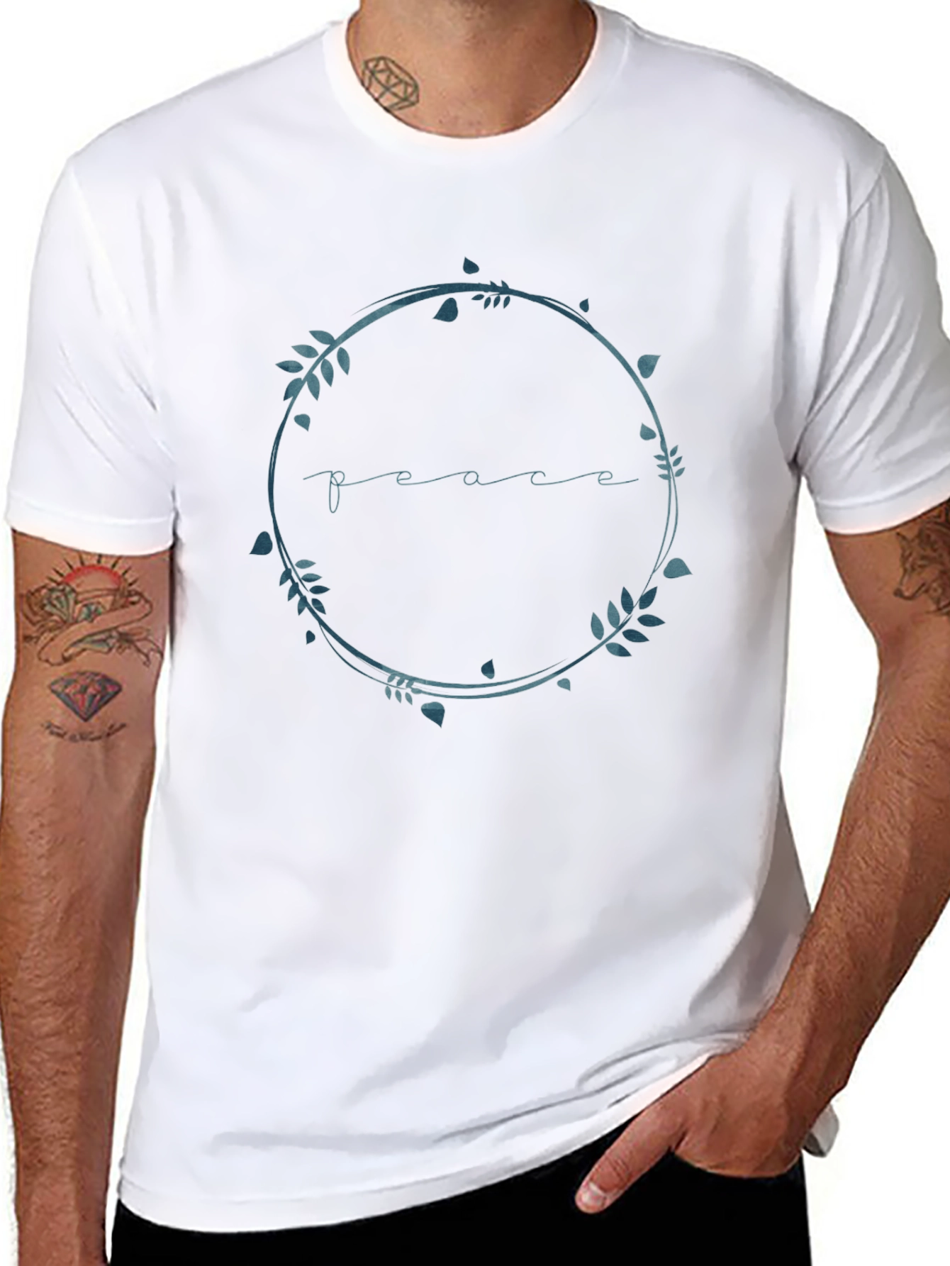 Peace Wreath Graphic T-Shirt - Black