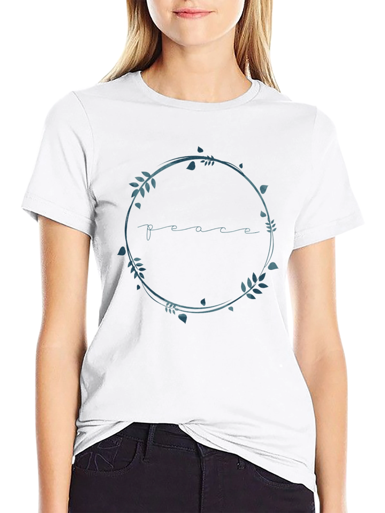 Peace Wreath Graphic T-Shirt - Black