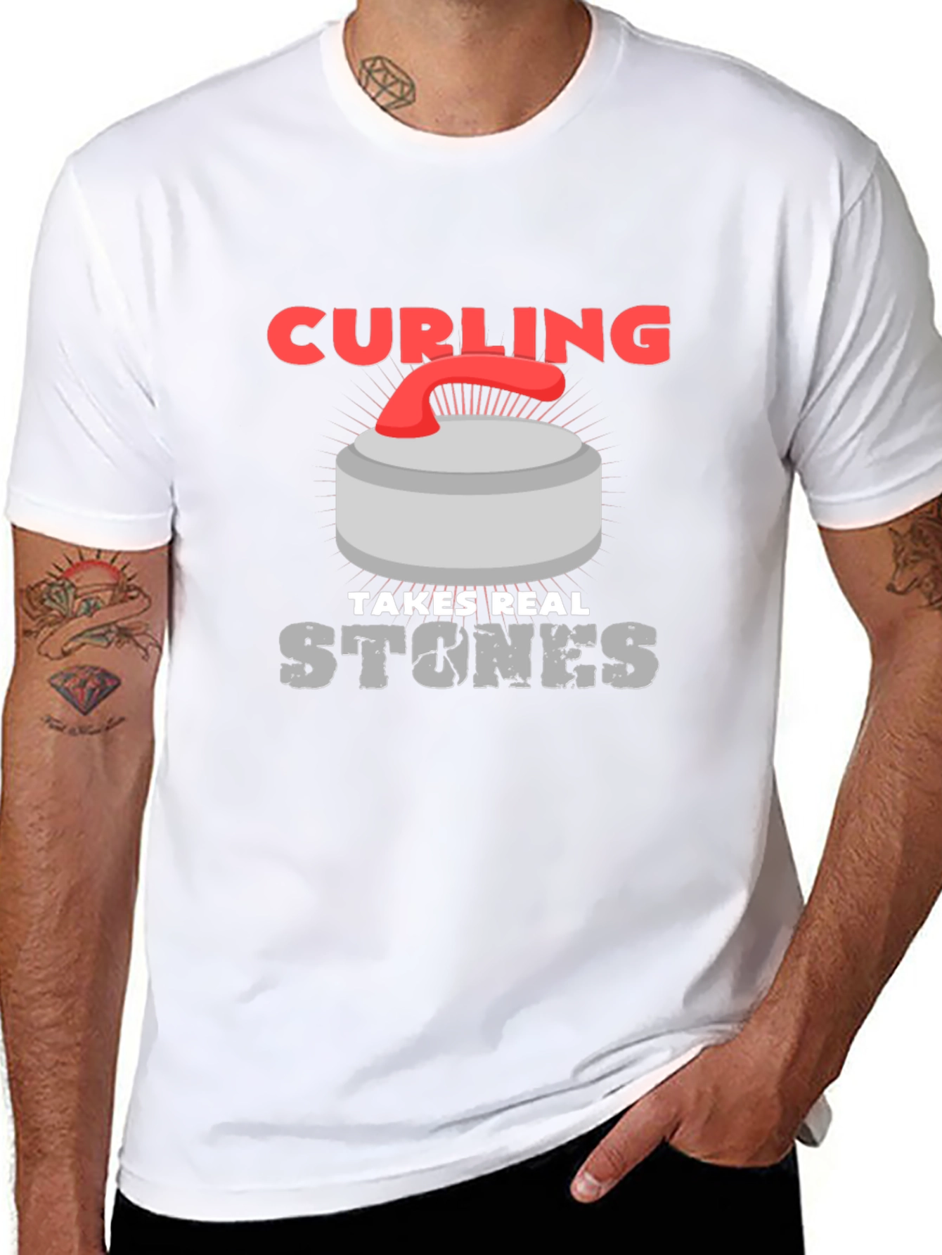 Curling Takes Real Stones T-Shirt - Funny Graphic Tee