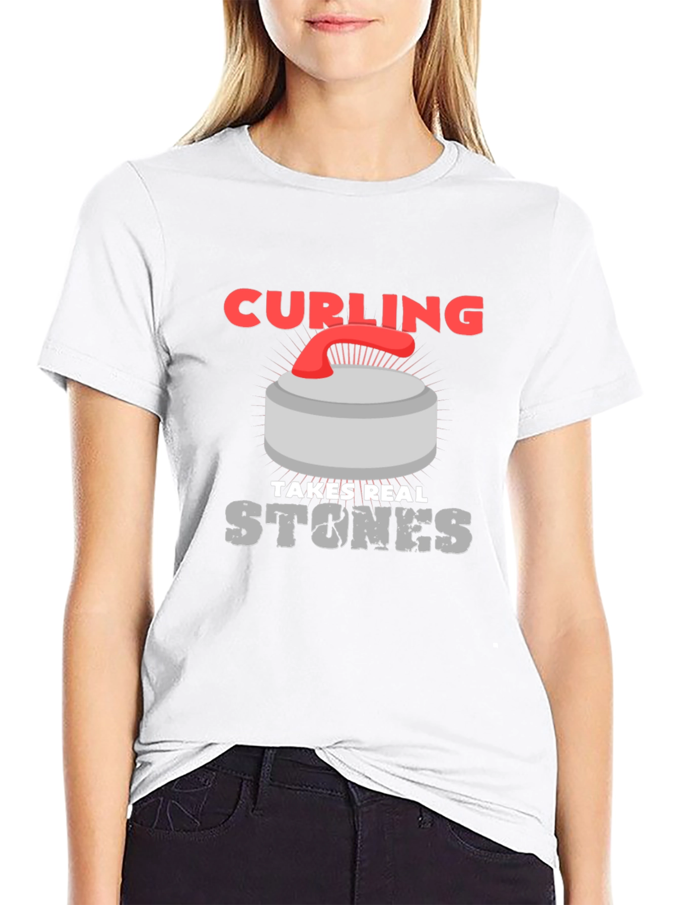 Curling Takes Real Stones T-Shirt - Funny Graphic Tee