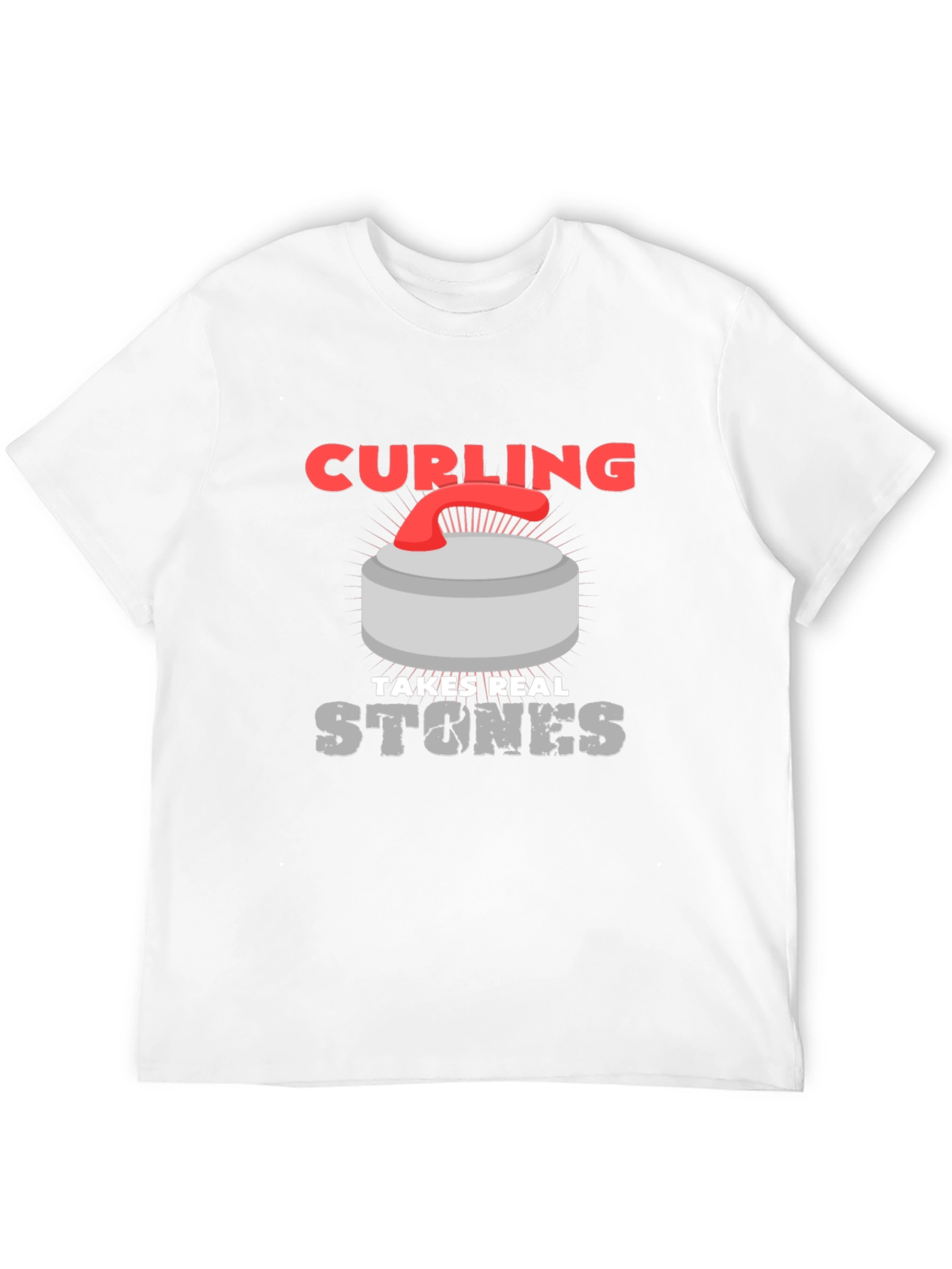 Curling Takes Real Stones T-Shirt - Funny Graphic Tee