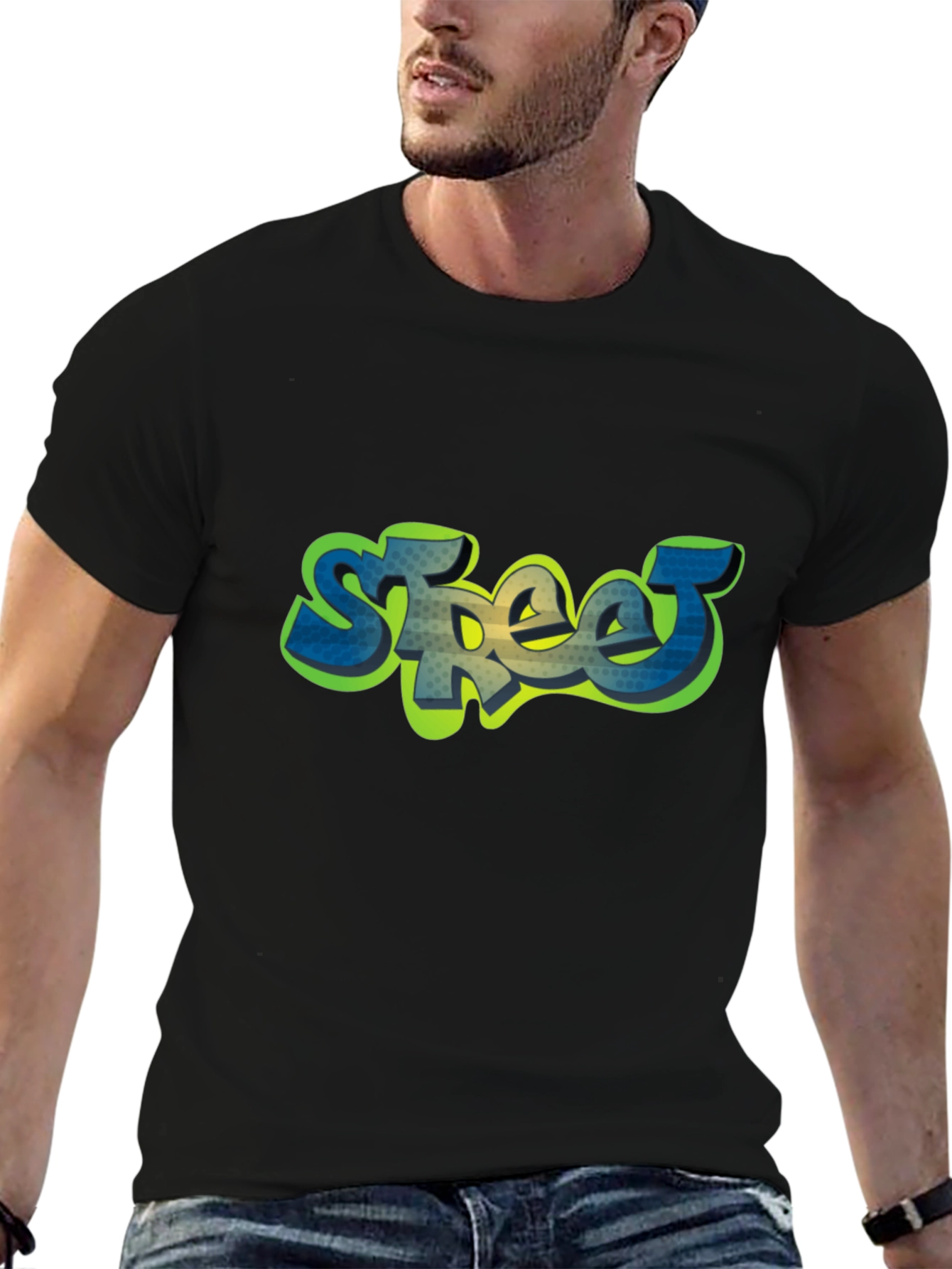 Street Graffiti Style Black T-Shirt
