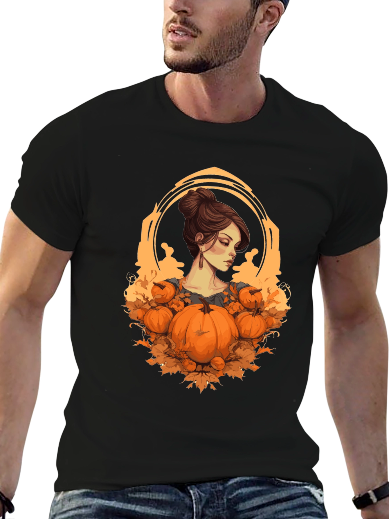 Autumn Lady Pumpkin Graphic Tee