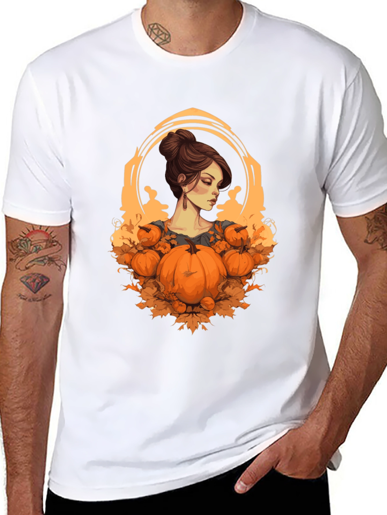 Autumn Lady Pumpkin Graphic Tee