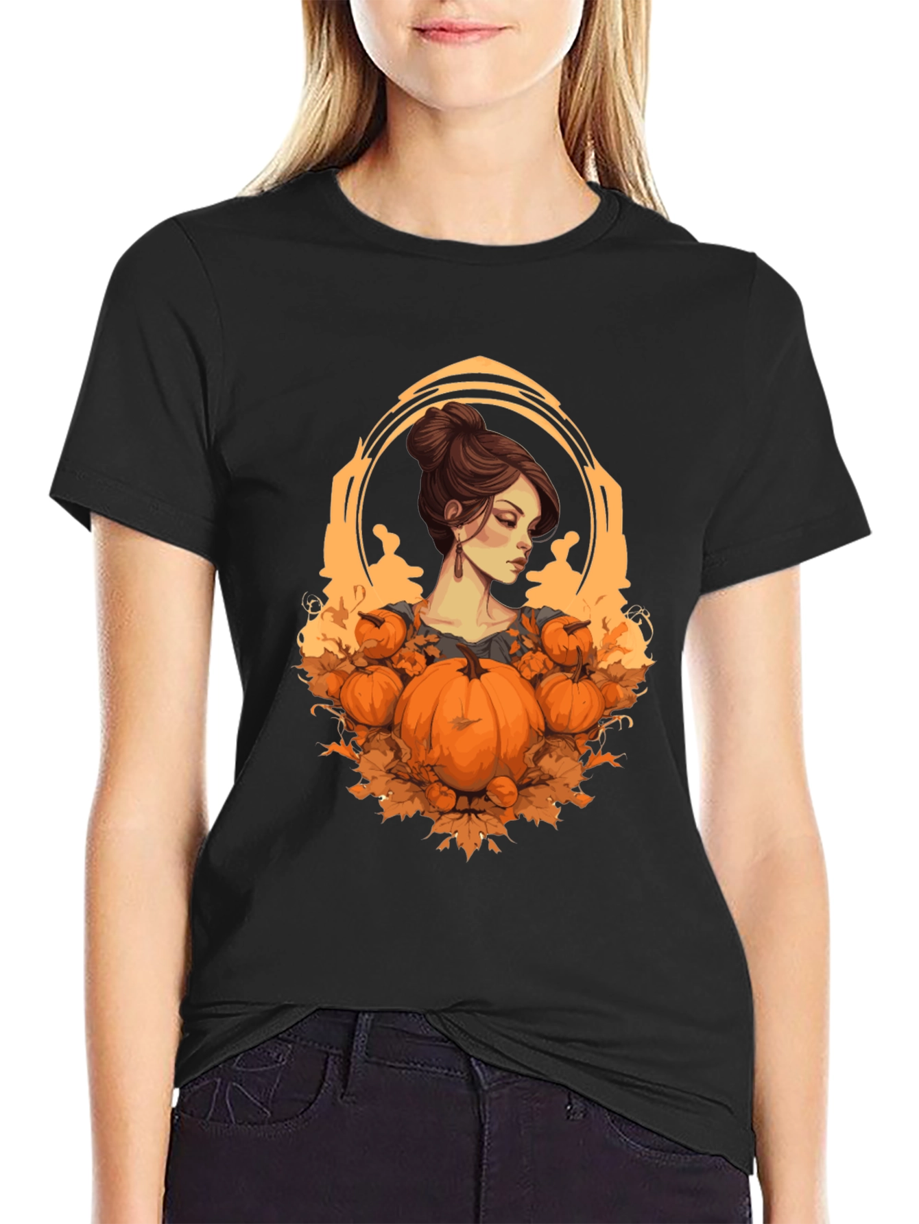 Autumn Lady Pumpkin Graphic Tee
