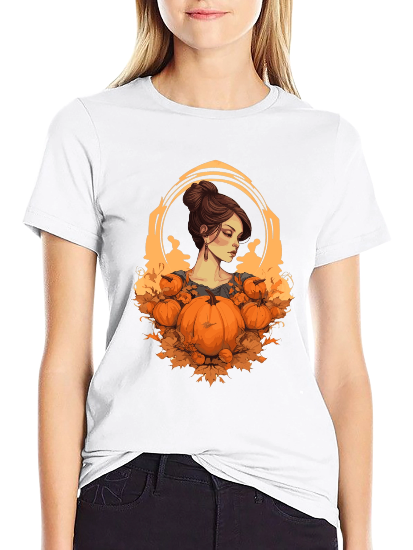 Autumn Lady Pumpkin Graphic Tee
