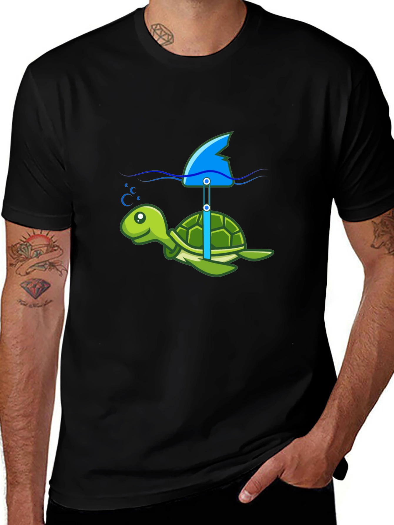 Turtle Shark Fin Funny T-Shirt
