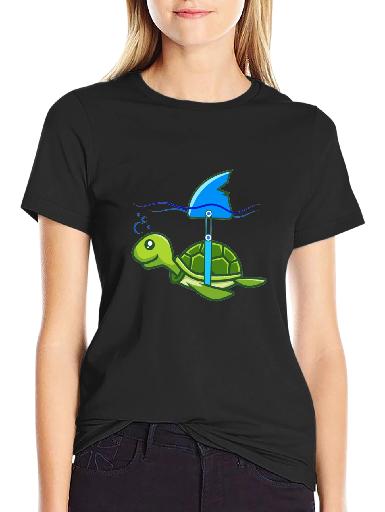Turtle Shark Fin Funny T-Shirt