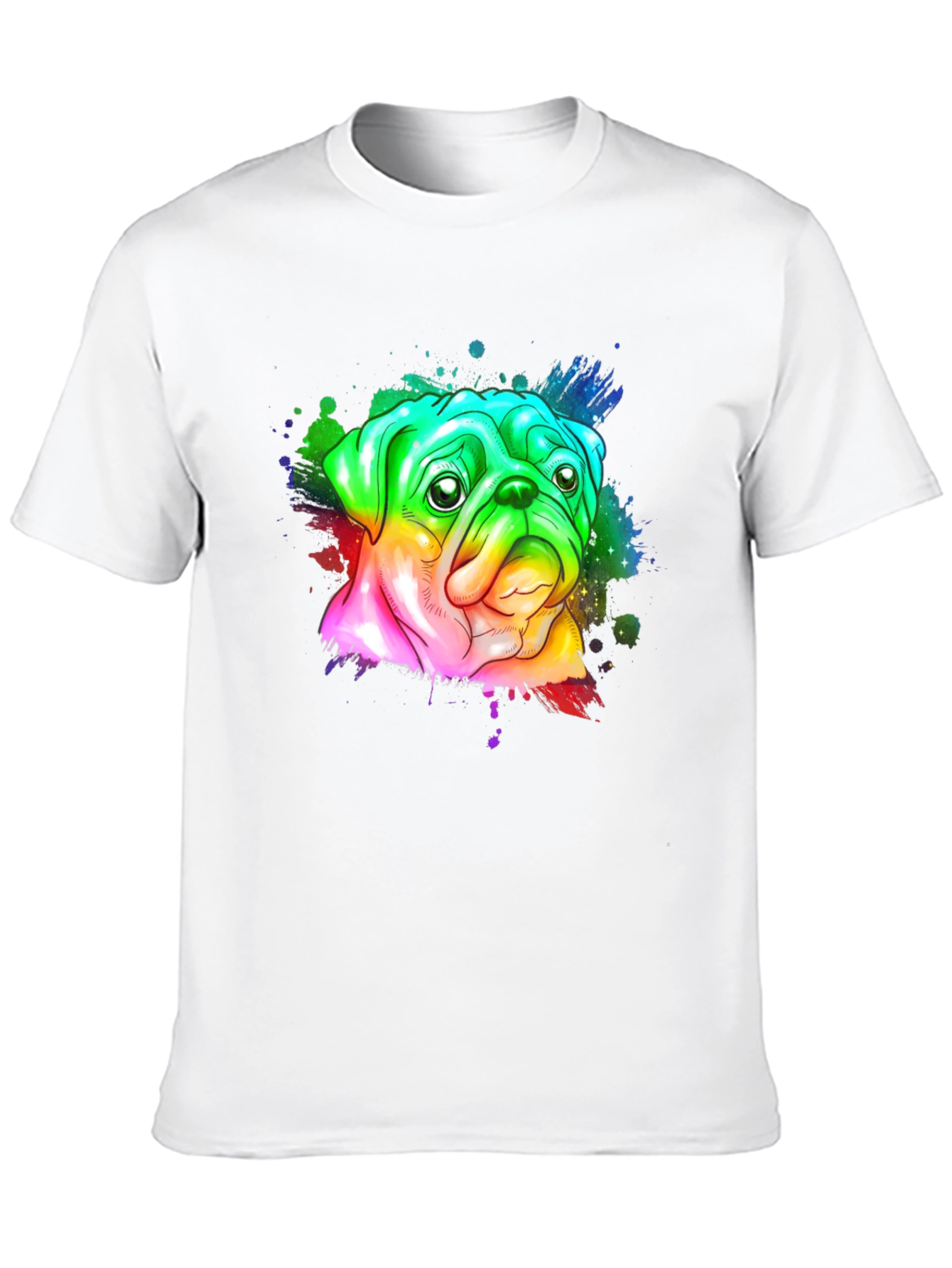 Rainbow Pug Graphic Tee - Mens Black T-Shirt