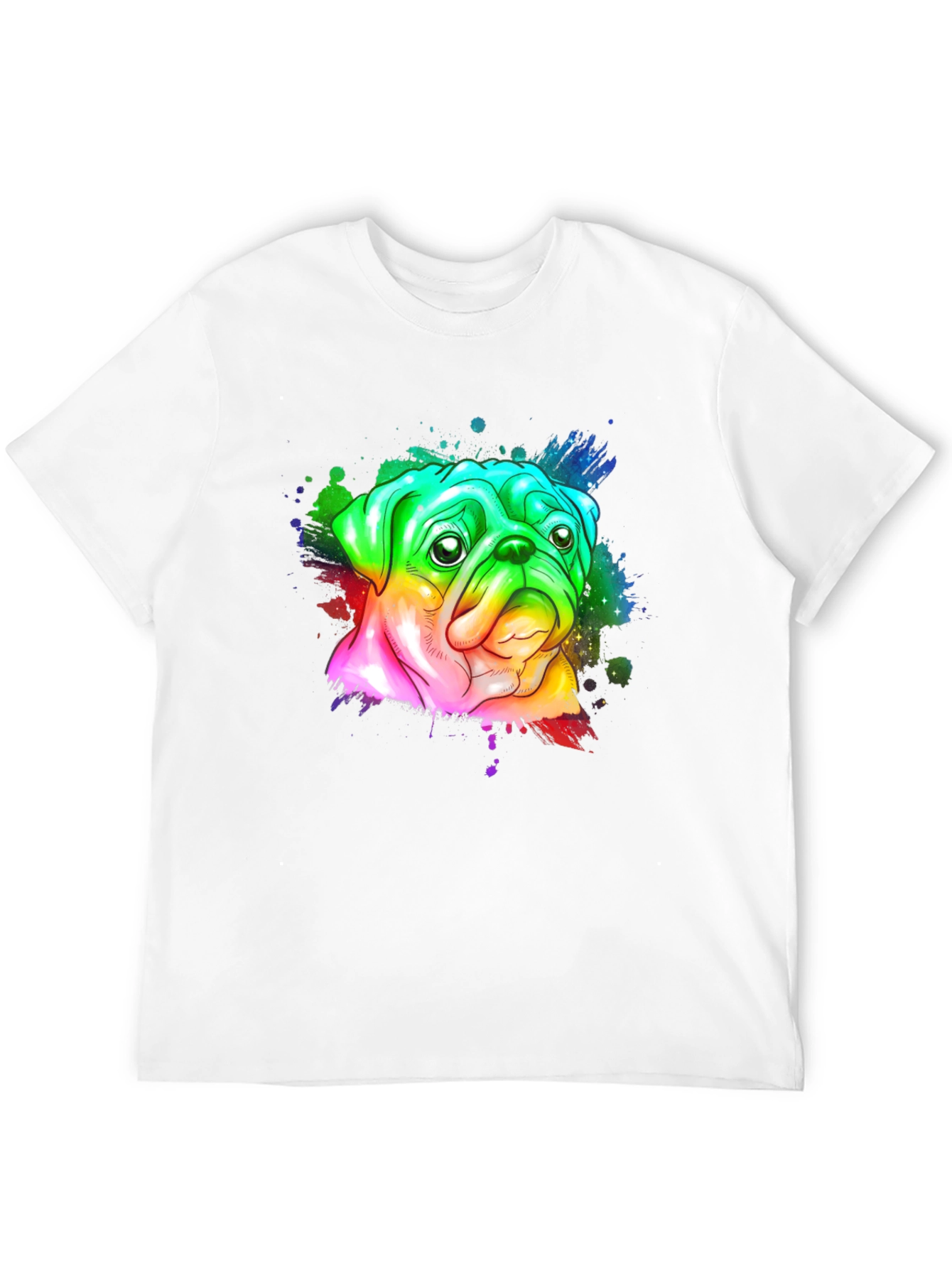 Rainbow Pug Graphic Tee - Mens Black T-Shirt