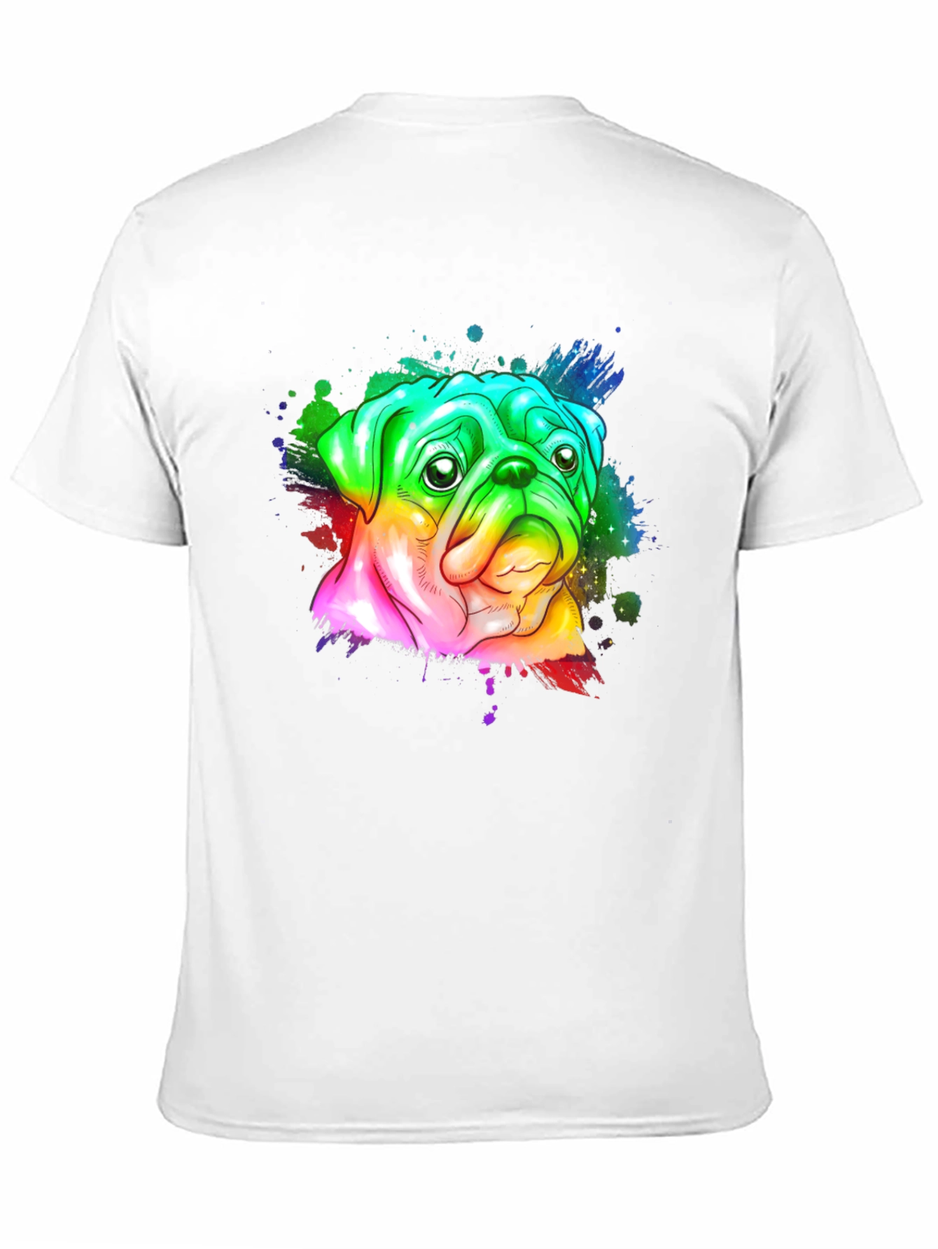 Rainbow Pug Graphic Tee - Mens Black T-Shirt