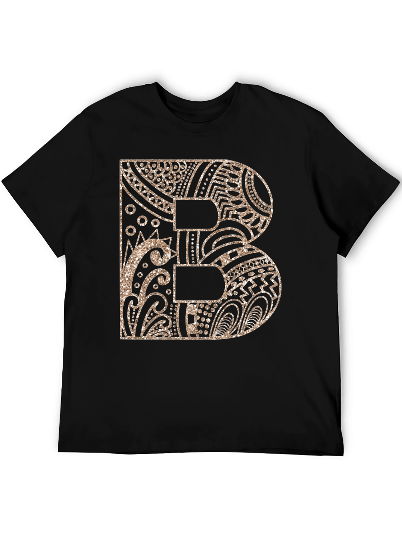 Letter B Patterned Black T-Shirt
