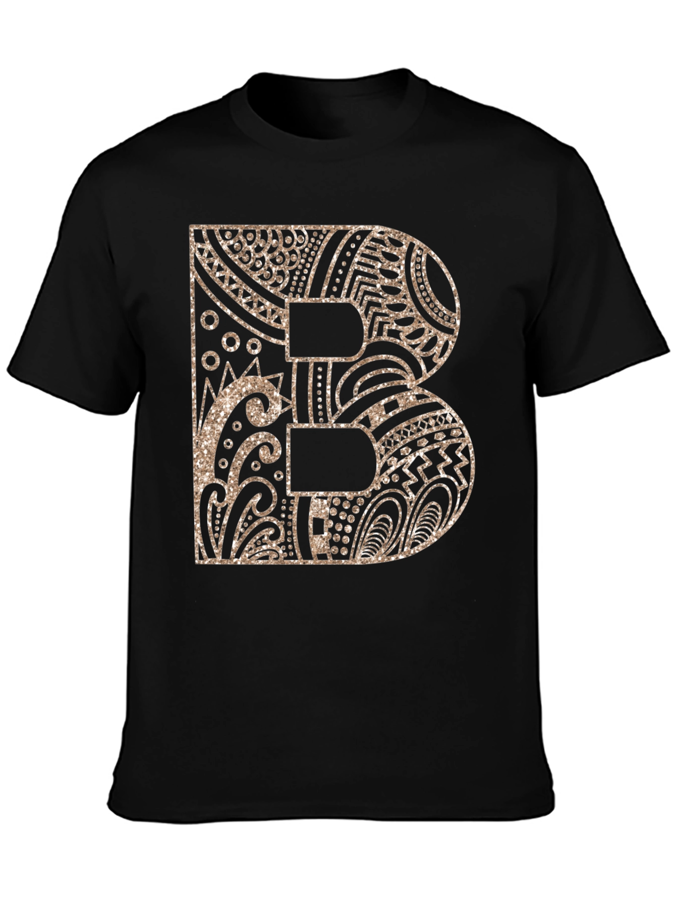 Letter B Patterned Black T-Shirt