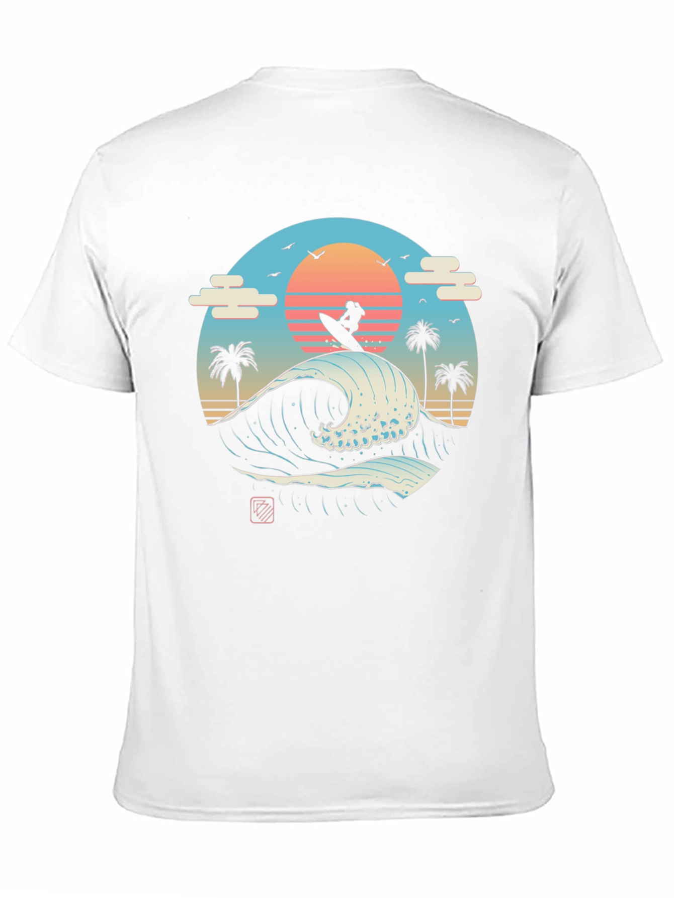 Surfer Wave Graphic Tee - Black Cotton T-Shirt