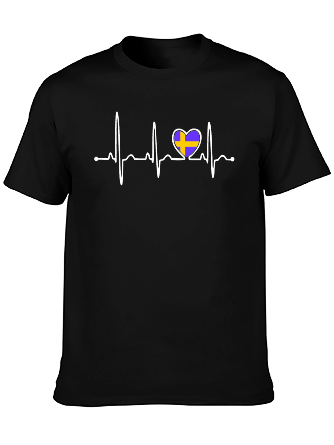 Sweden Heartbeat T-Shirt - Black
