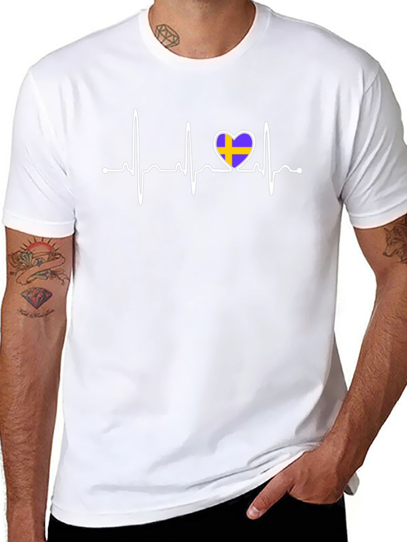 Sweden Heartbeat T-Shirt - Black