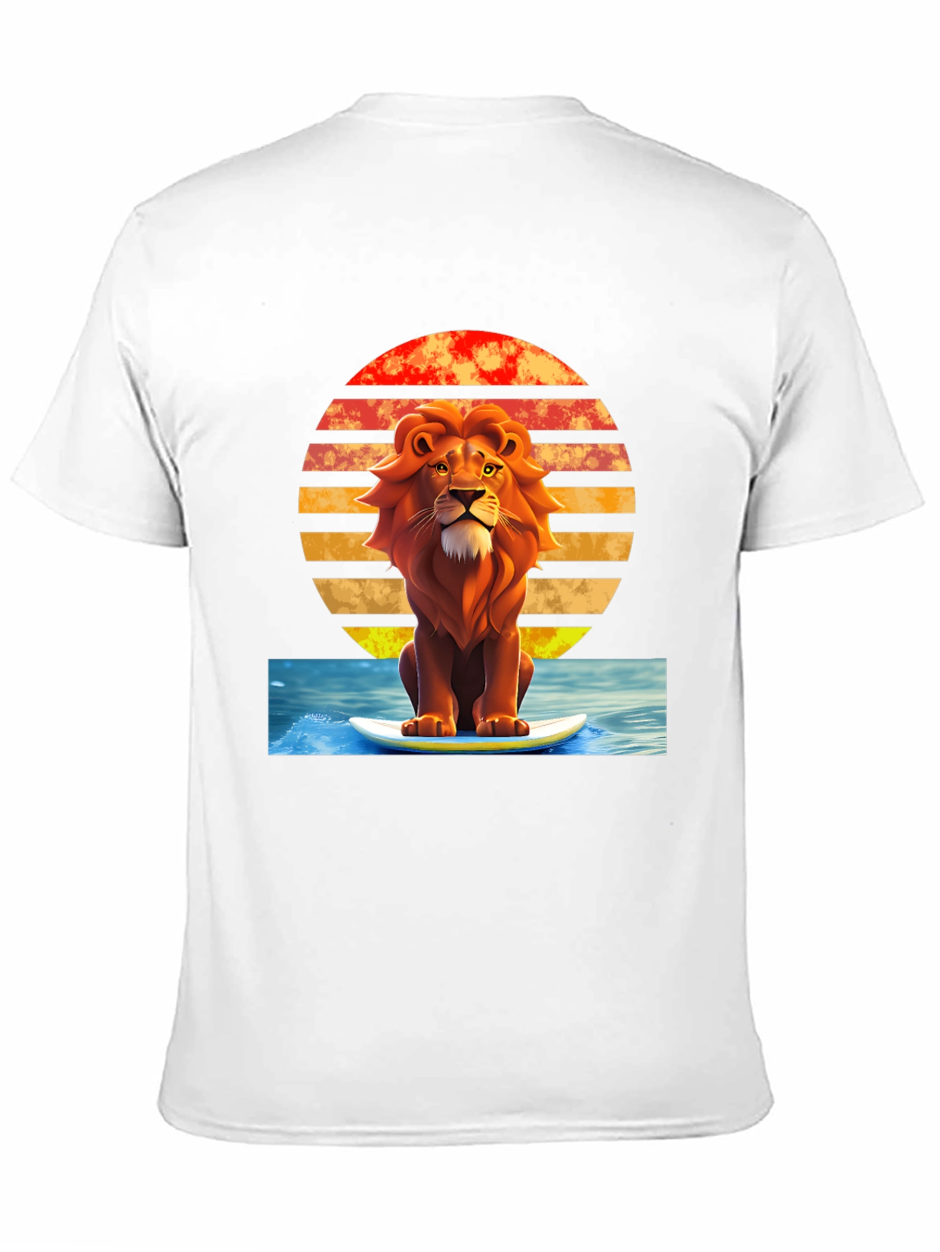 Lion Surfing T-Shirt - Retro Style