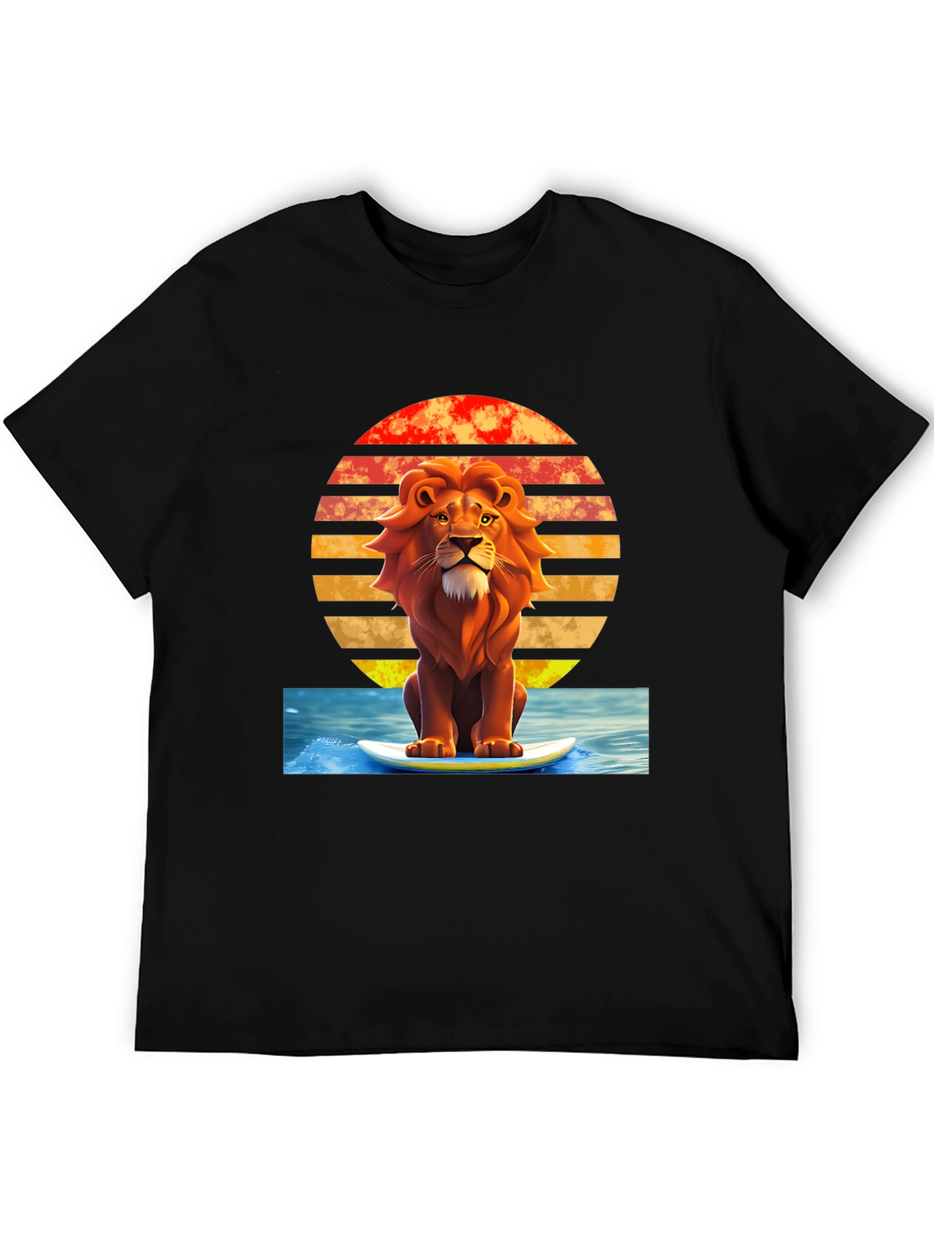 Lion Surfing T-Shirt - Retro Style