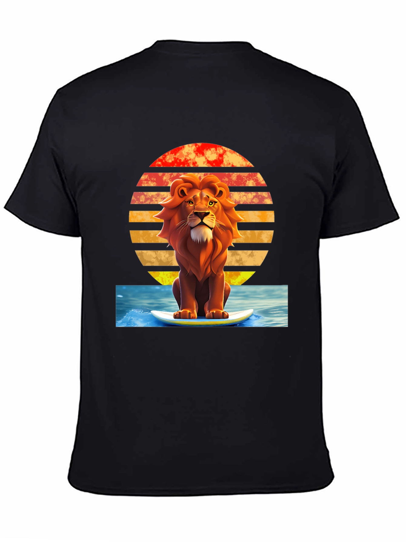 Lion Surfing T-Shirt - Retro Style