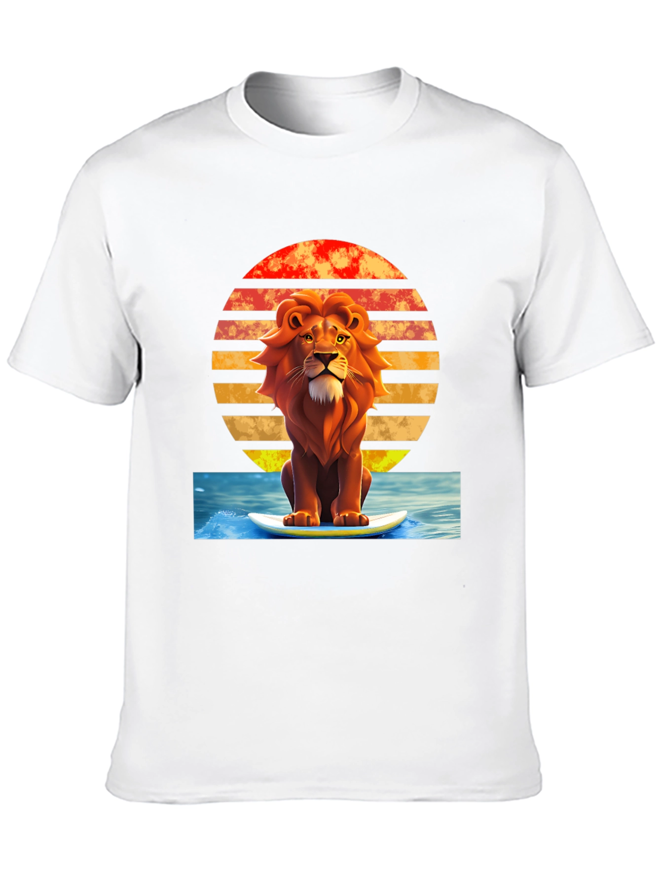 Lion Surfing T-Shirt - Retro Style