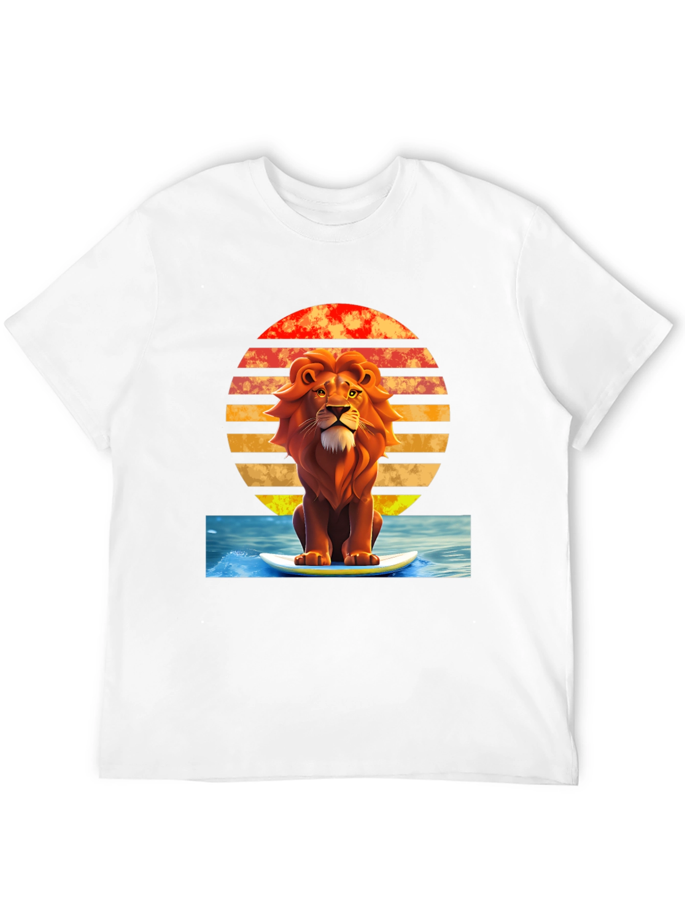 Lion Surfing T-Shirt - Retro Style