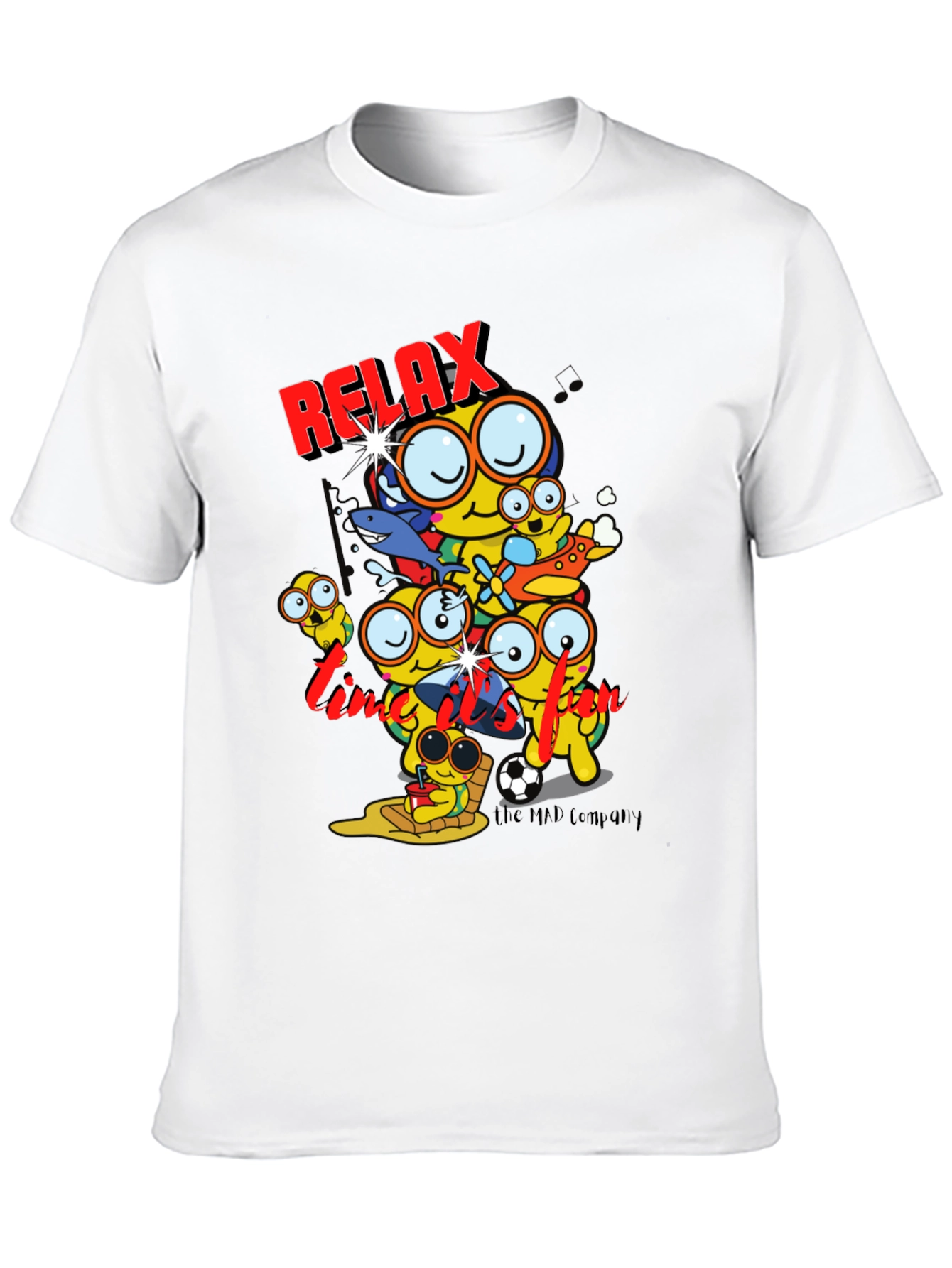 Relax Time Black T-Shirt Cartoon Print