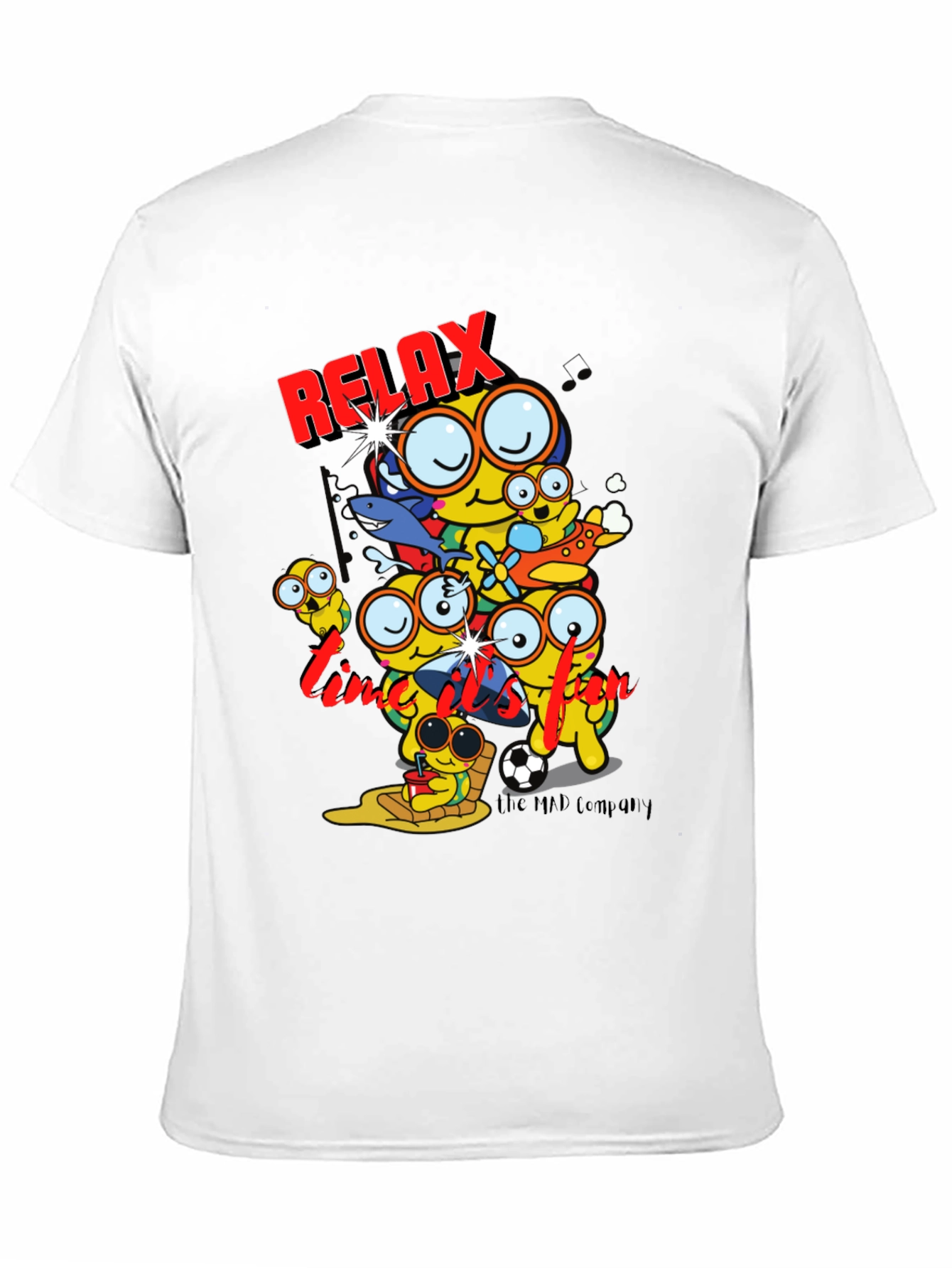 Relax Time Black T-Shirt Cartoon Print