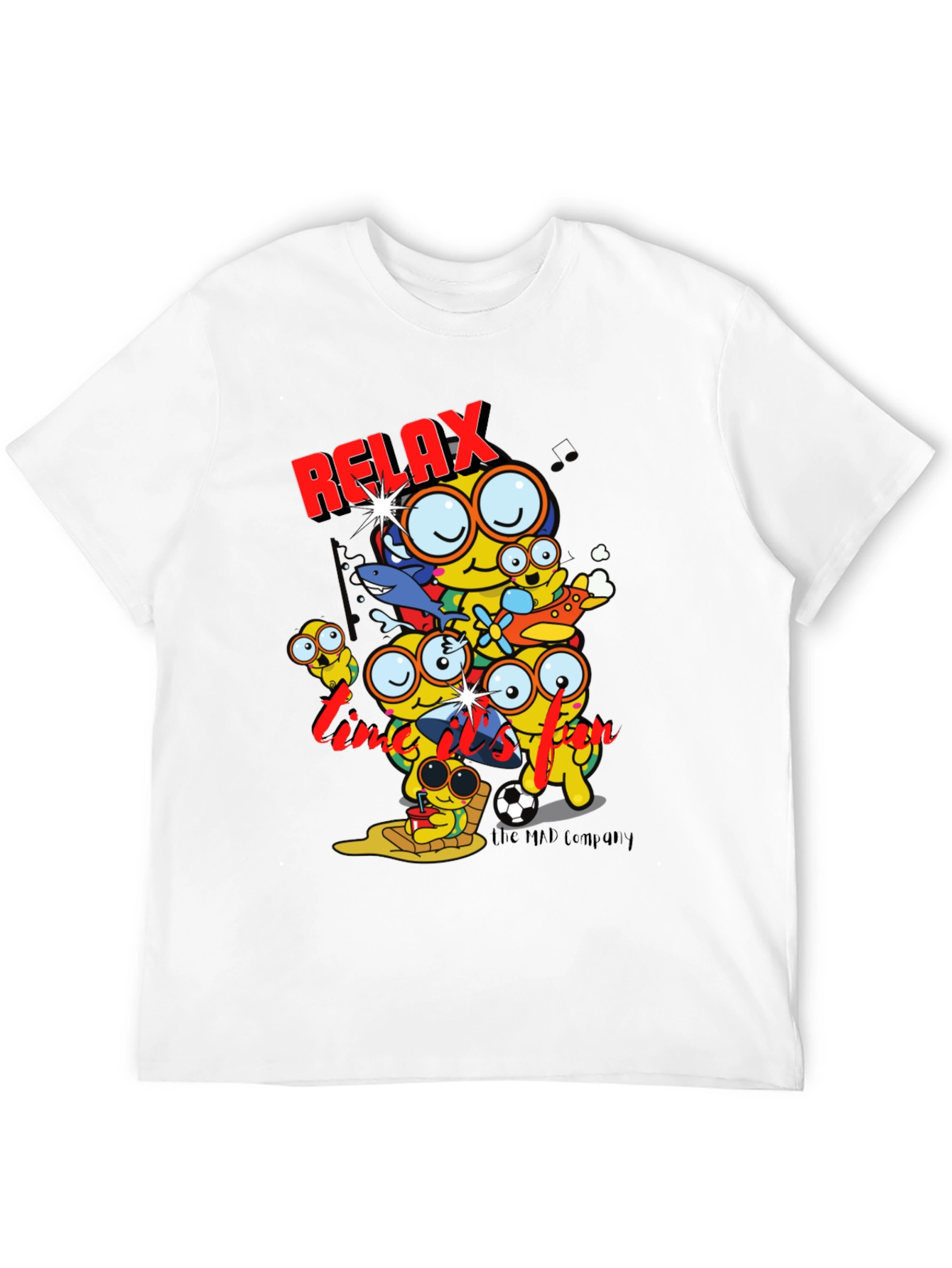 Relax Time Black T-Shirt Cartoon Print