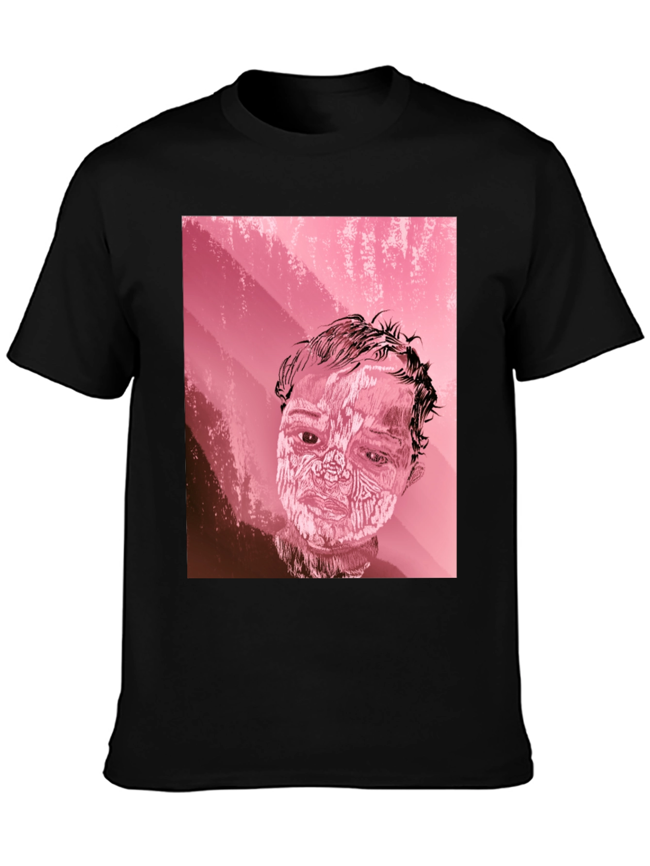 Abstract Portrait Graphic Tee - Black