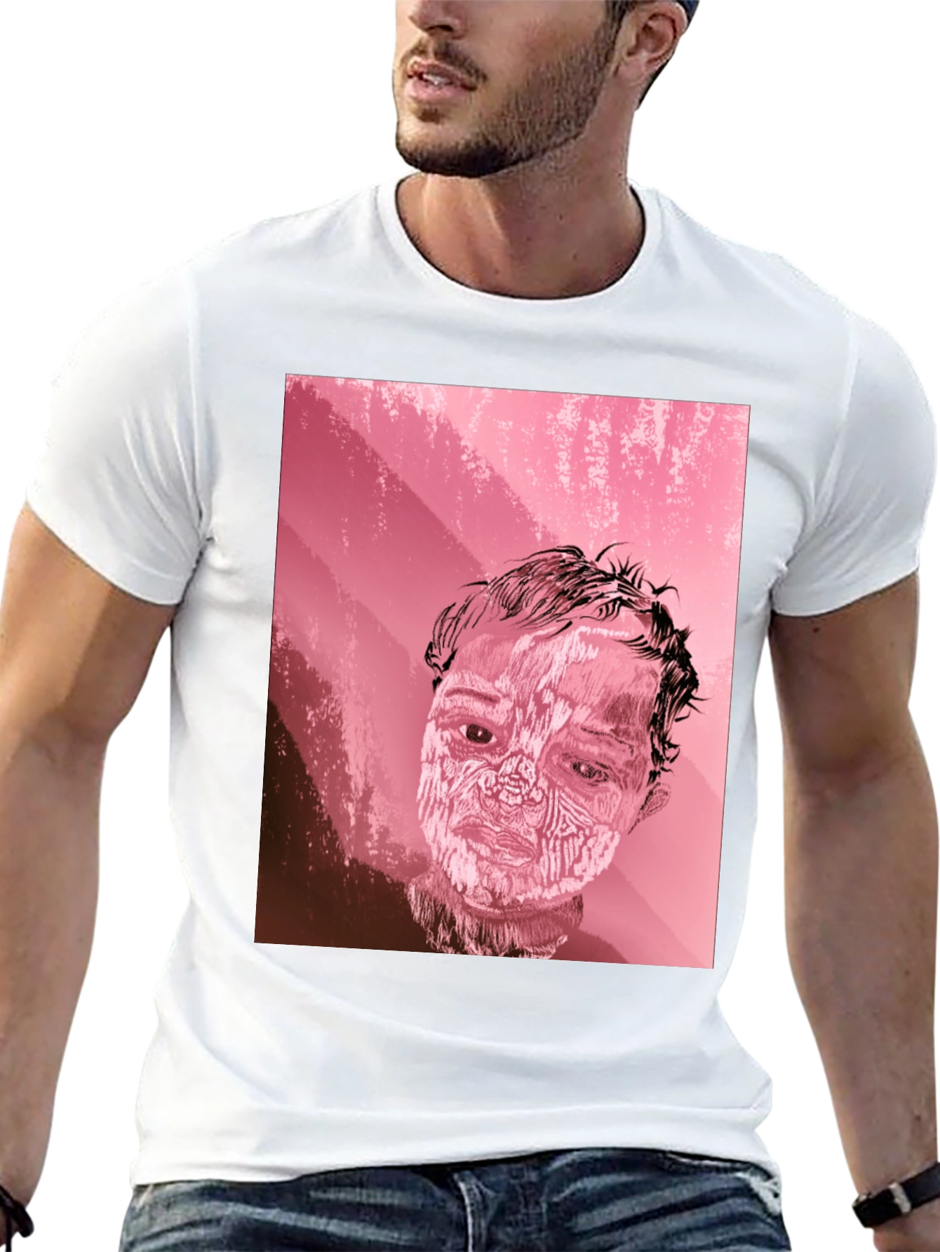 Abstract Portrait Graphic Tee - Black