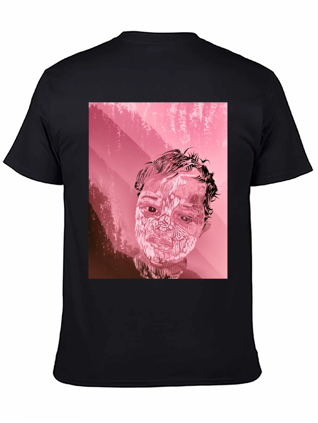 Abstract Portrait Graphic Tee - Black