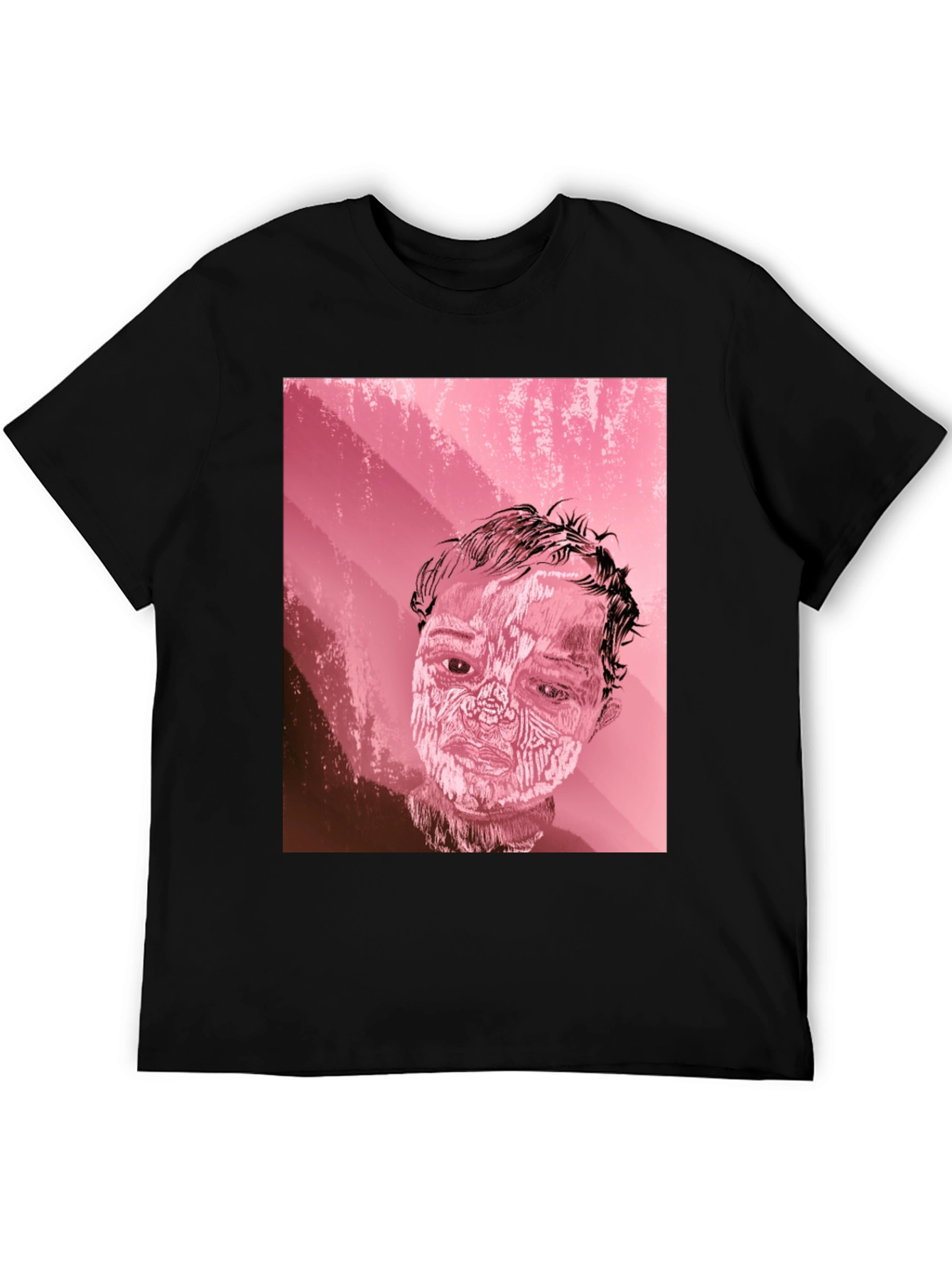 Abstract Portrait Graphic Tee - Black